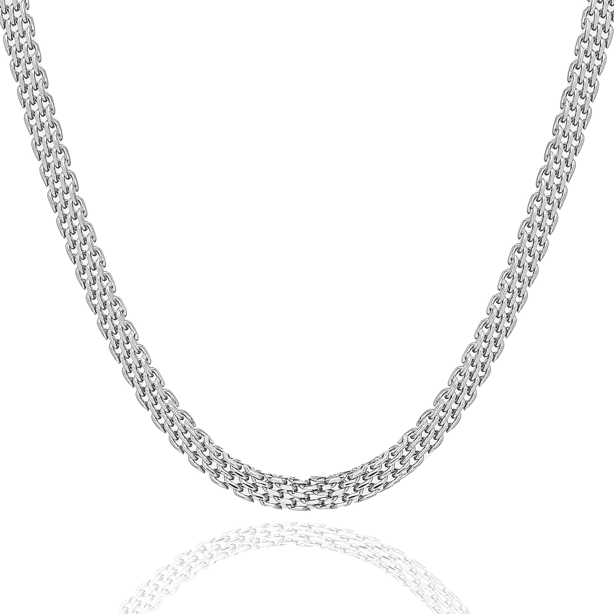 Big Daddy 6 mm zilveren platte ketting met visgraatmotief Hoofdafbeelding