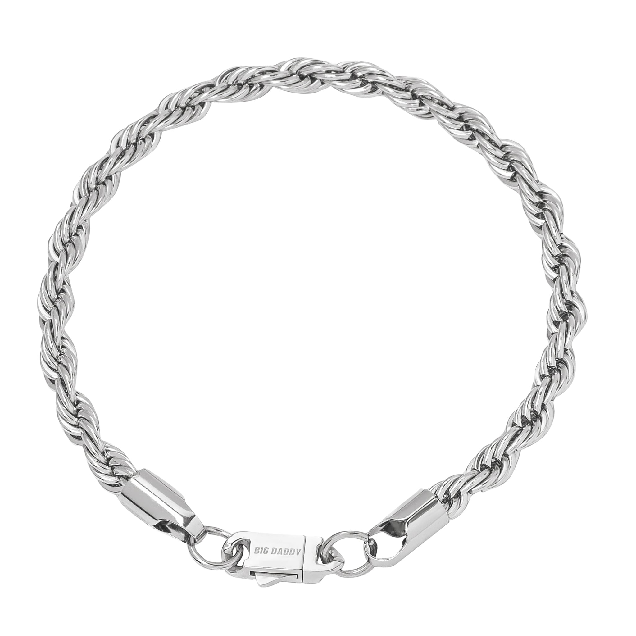 Big Daddy 6 mm zilveren stalen touwarmband Hoofdafbeelding