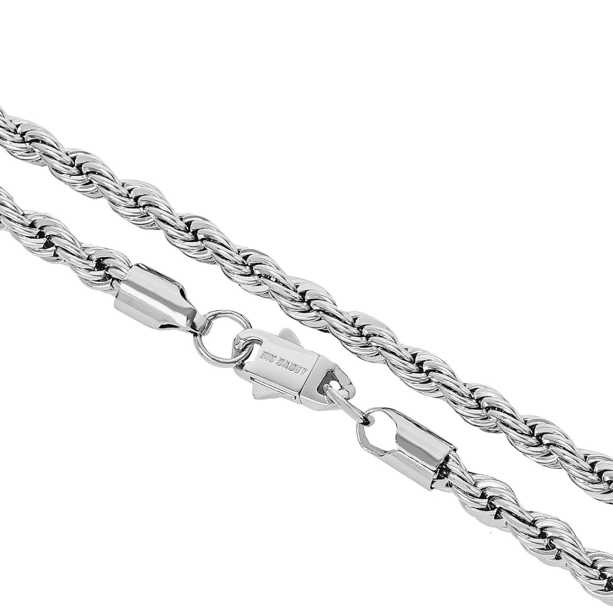 Big Daddy 6 mm zilveren stalen touwketting Secundaire afbeelding
