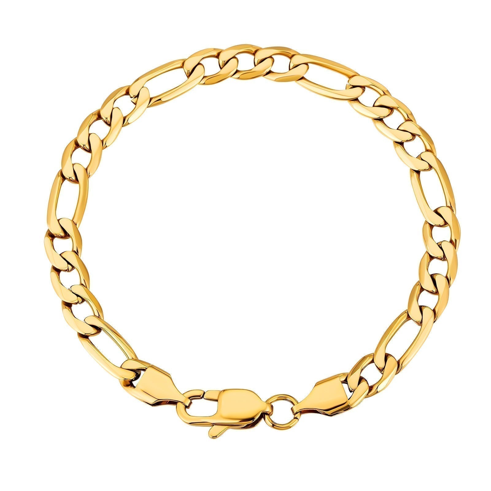 Big Daddy 6mm Steel Figaro Gold Bracelet Hoofdafbeelding