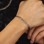 Big Daddy 6mm Steel Figaro Silver Bracelet