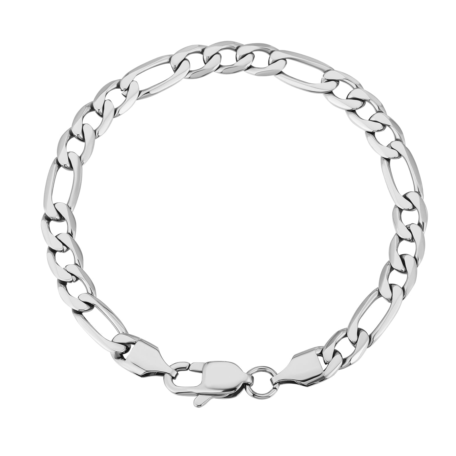 Big Daddy 6mm Steel Figaro Silver Bracelet Hoofdafbeelding