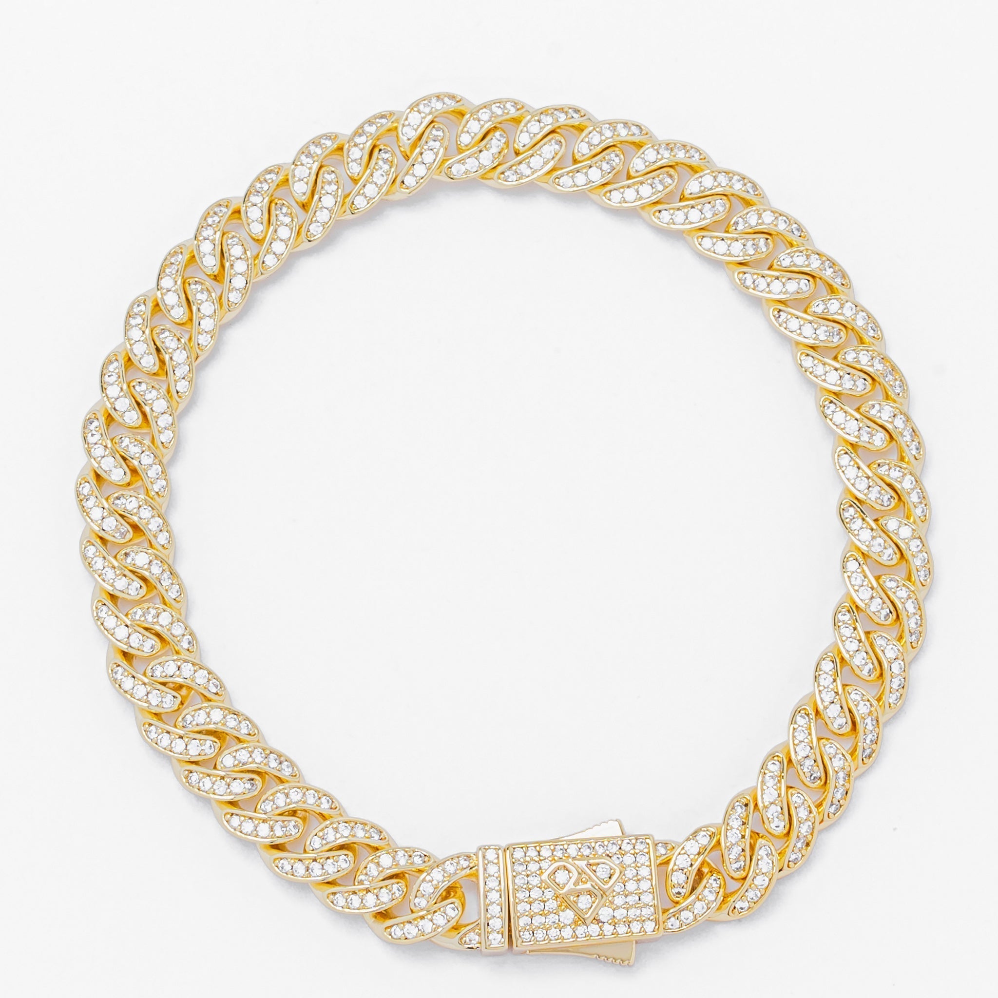 Big Daddy 8MM Bling Cuban Gold Iced Out Bracelet Hoofdafbeelding