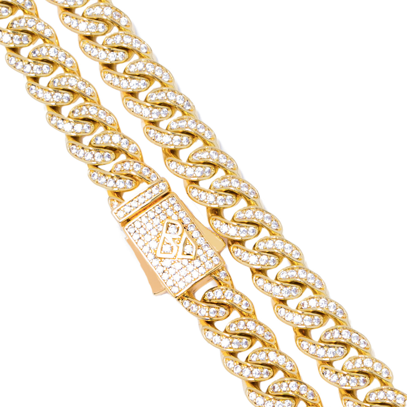 Big Daddy 8MM Bling Curb Cuban Gold Iced Out Chain Secundaire afbeelding