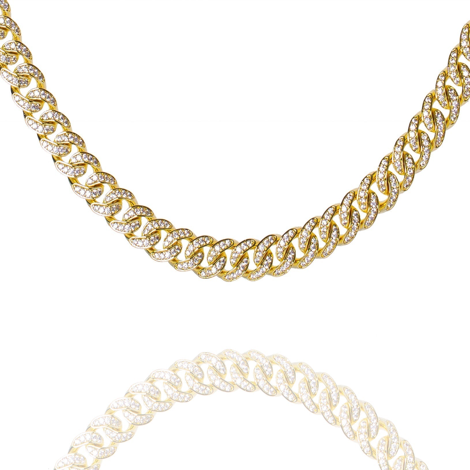 Big Daddy 8MM Bling Curb Cuban Gold Iced Out Chain Hoofdafbeelding