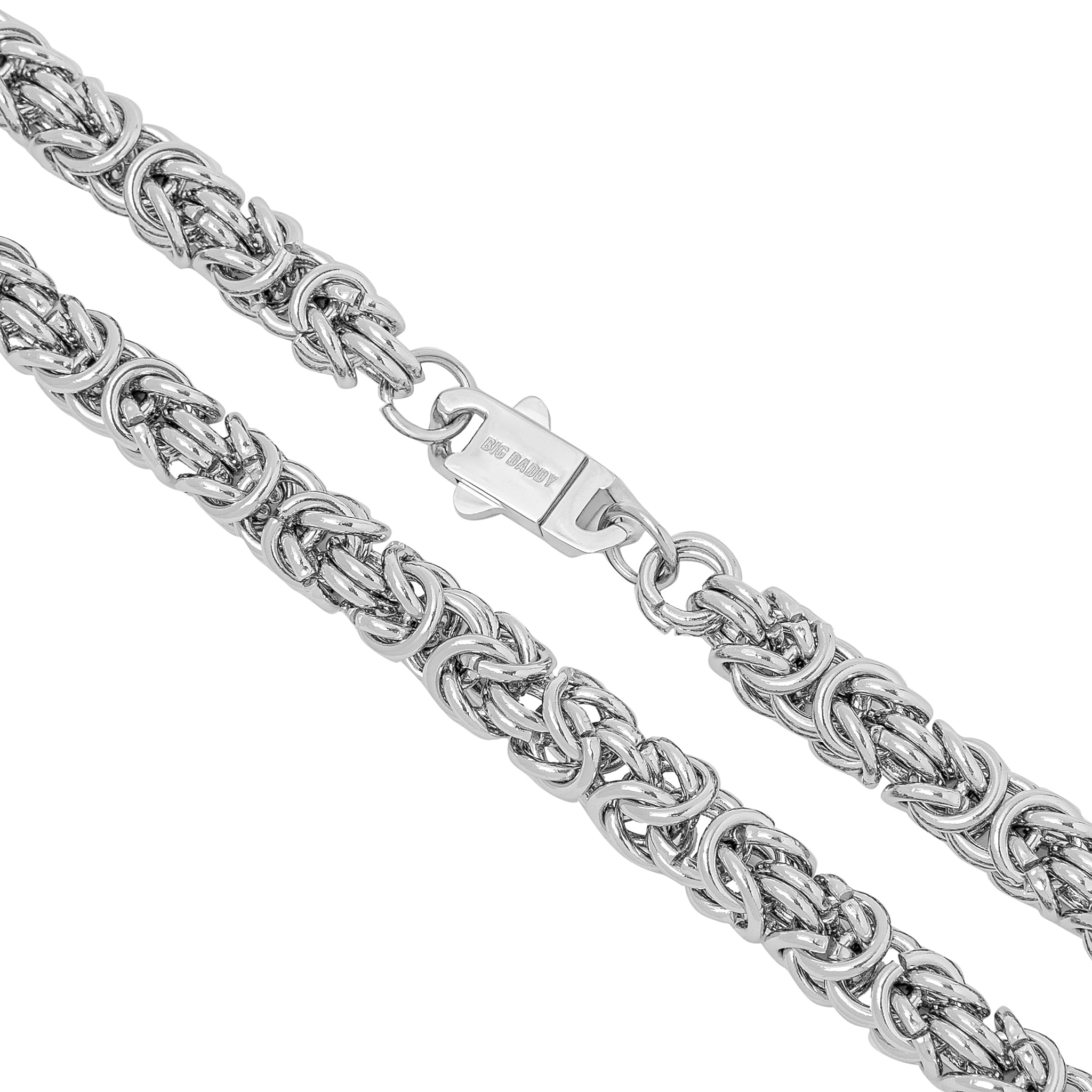 Big Daddy 8MM Byzantine Link Silver Steel Chain Secundaire afbeelding