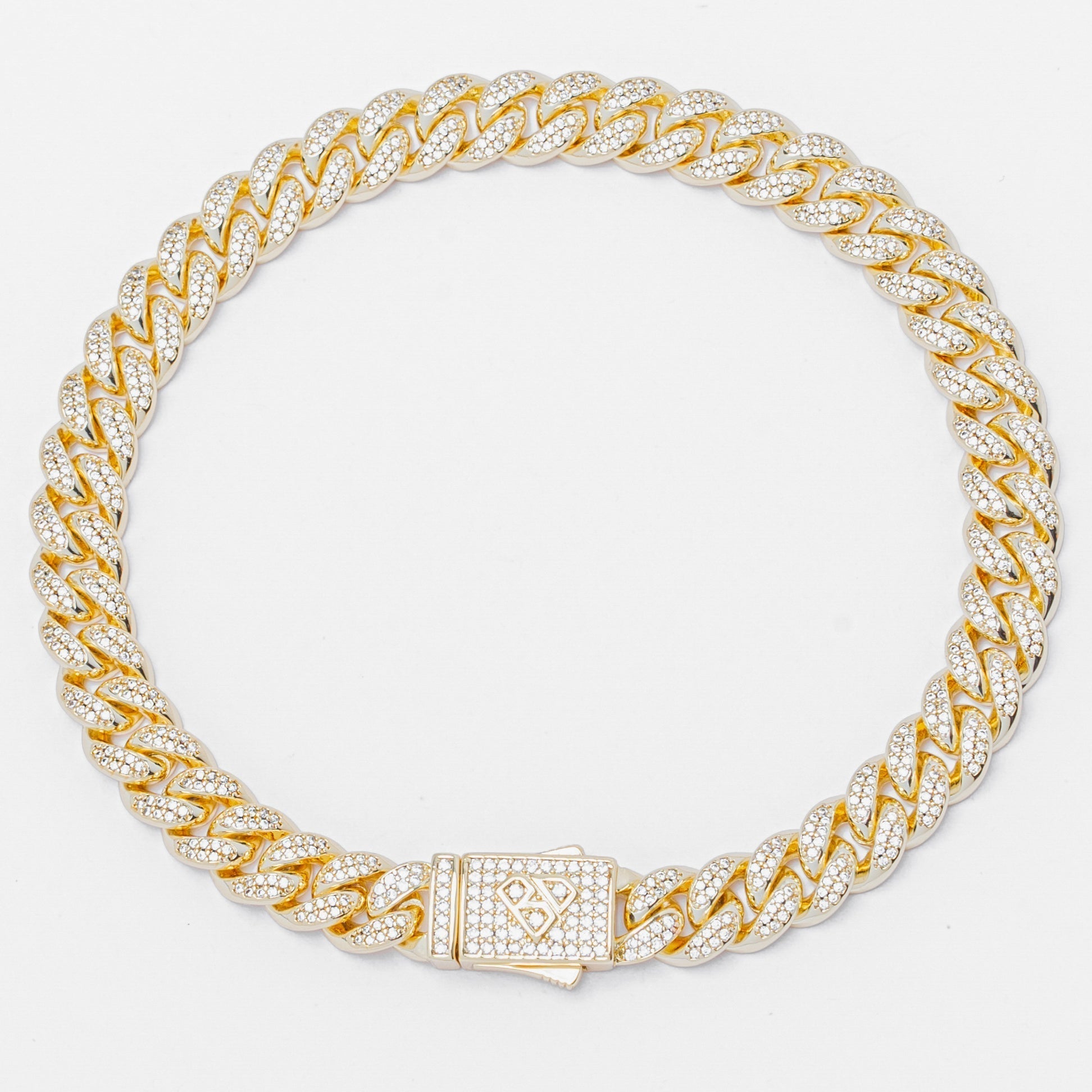 Big Daddy 8MM Cuban Link Gold Iced Out Bracelet Hoofdafbeelding