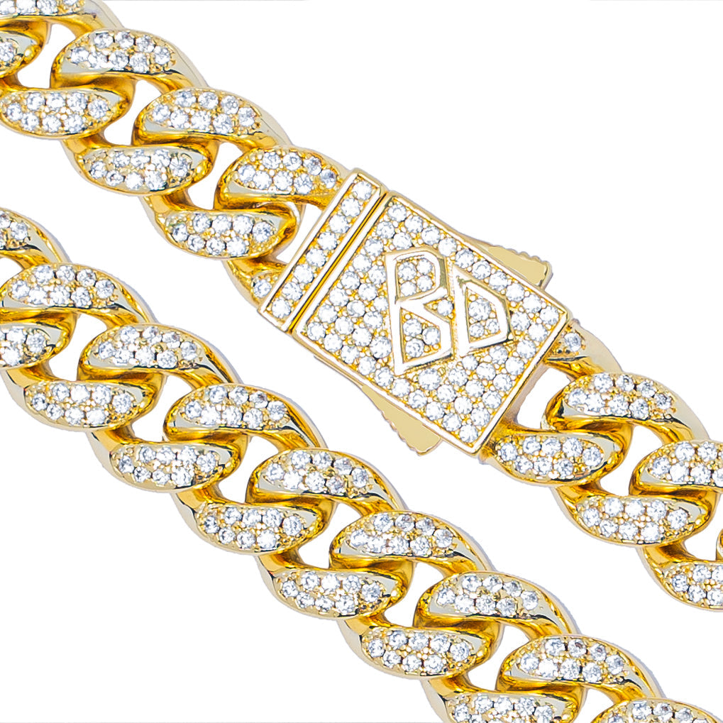 Big Daddy 8MM Cuban Link Gold Iced Out Chain Secundaire afbeelding