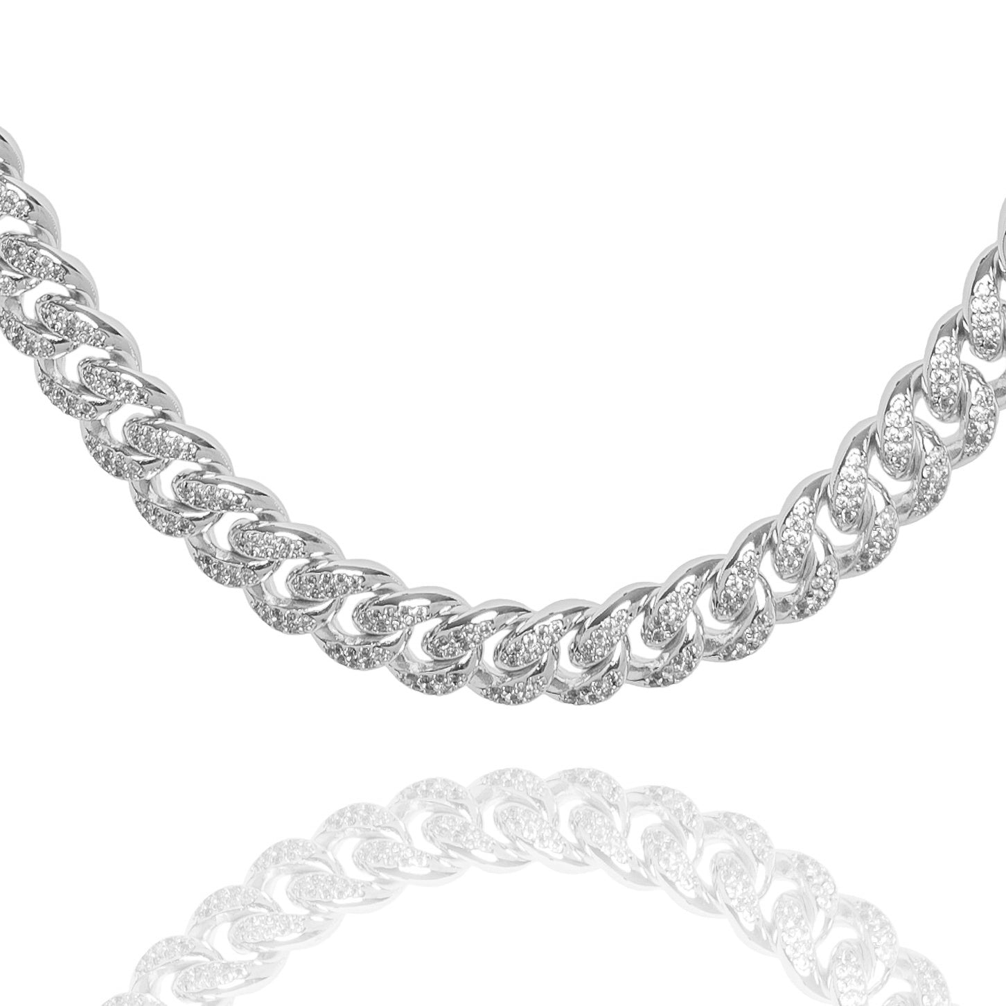 Big Daddy 8MM Cuban Link Rhodium Iced Out Chain Hoofdafbeelding