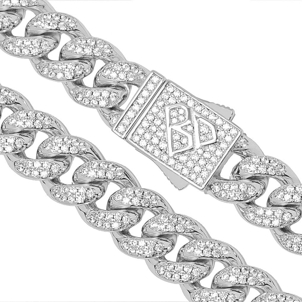 Big Daddy 8MM Cuban Link Rhodium Iced Out Chain Secundaire afbeelding