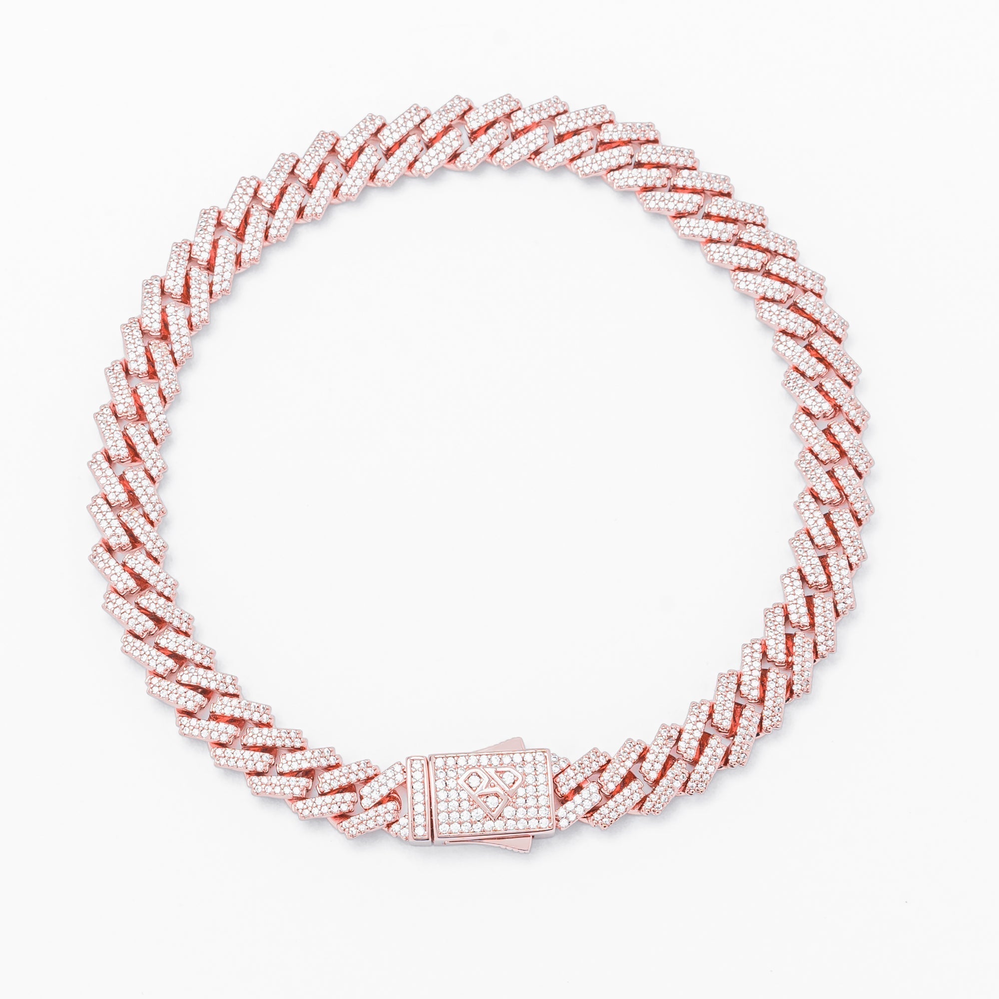 Big Daddy 8MM Cuban Link Rose Gold Iced Out Bracelet Hoofdafbeelding