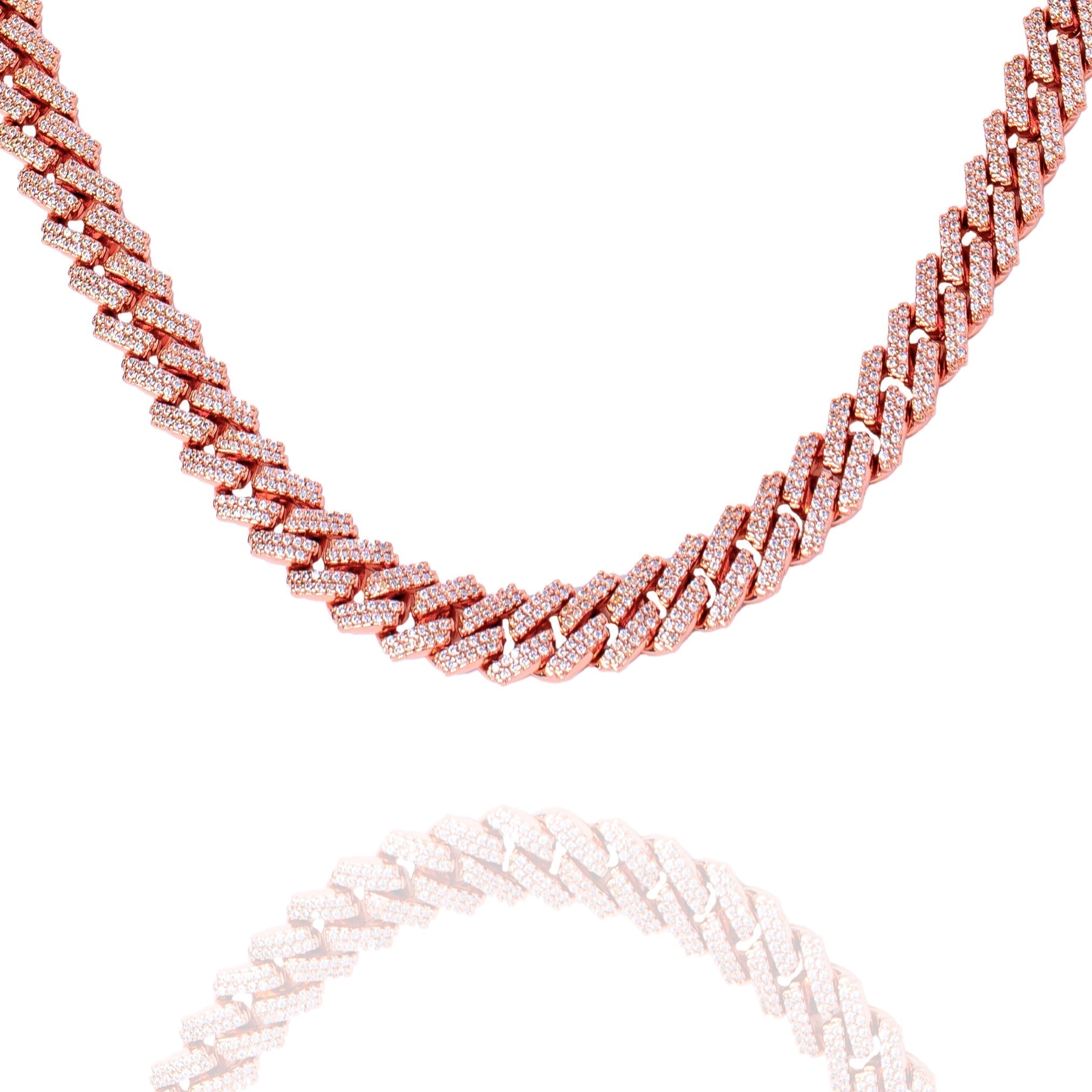 Big Daddy 8MM Cuban Link Rose Gold Iced Out Chain Hoofdafbeelding