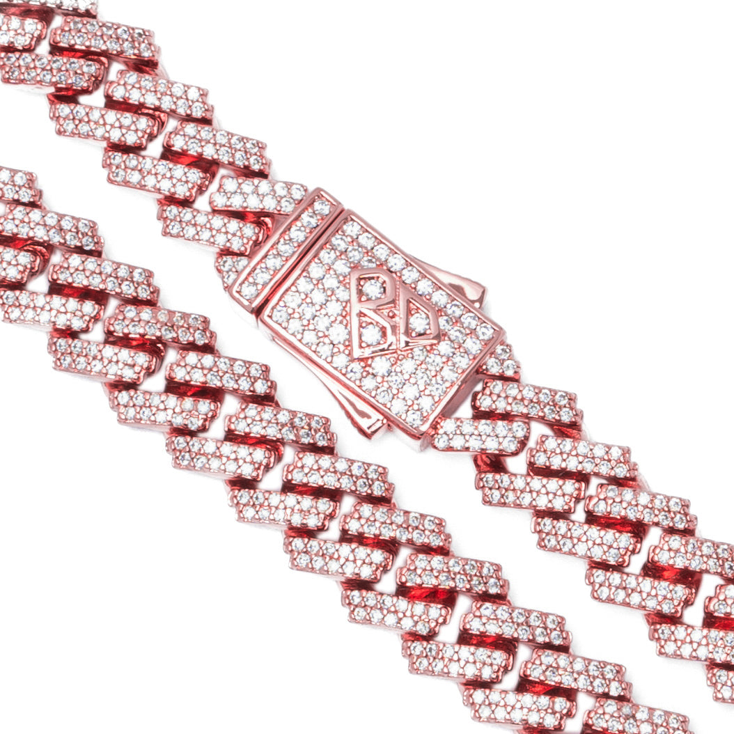 Big Daddy 8MM Cuban Link Rose Gold Iced Out Chain Secundaire afbeelding