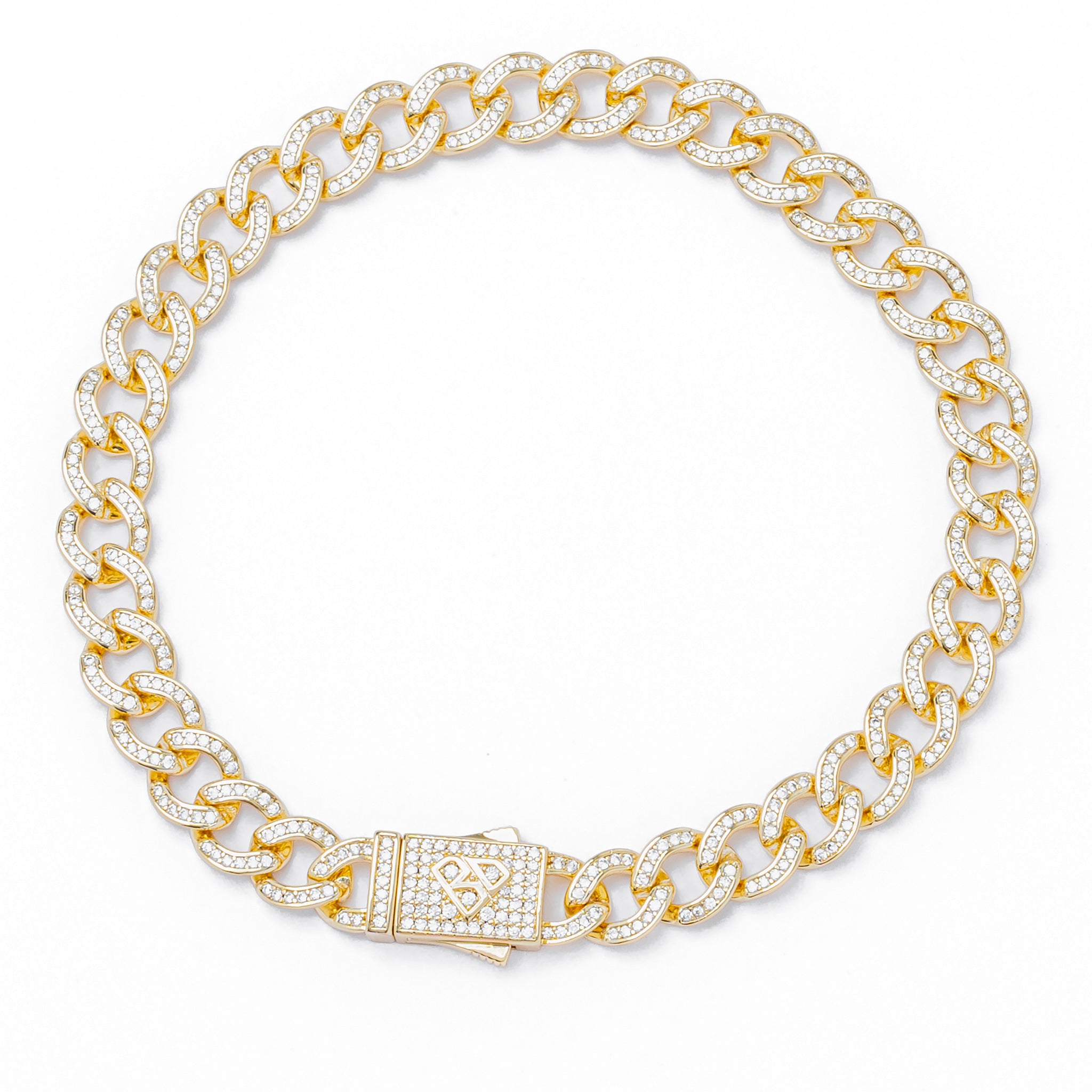 Big Daddy 8MM Iced Curb Cuban Gold Bracelet Hoofdafbeelding