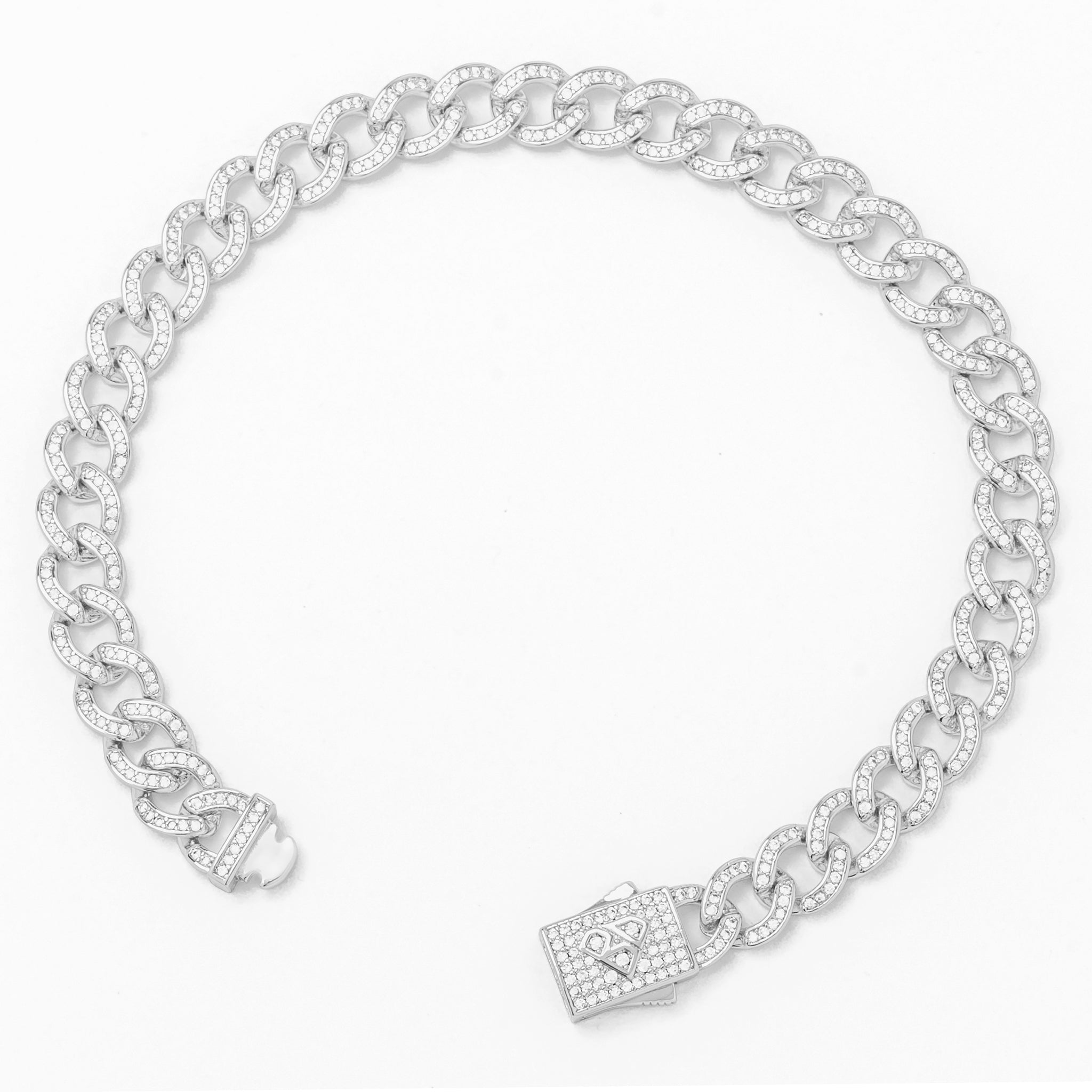 Big Daddy 8MM Iced Curb Cuban Silver Bracelet Secundaire afbeelding