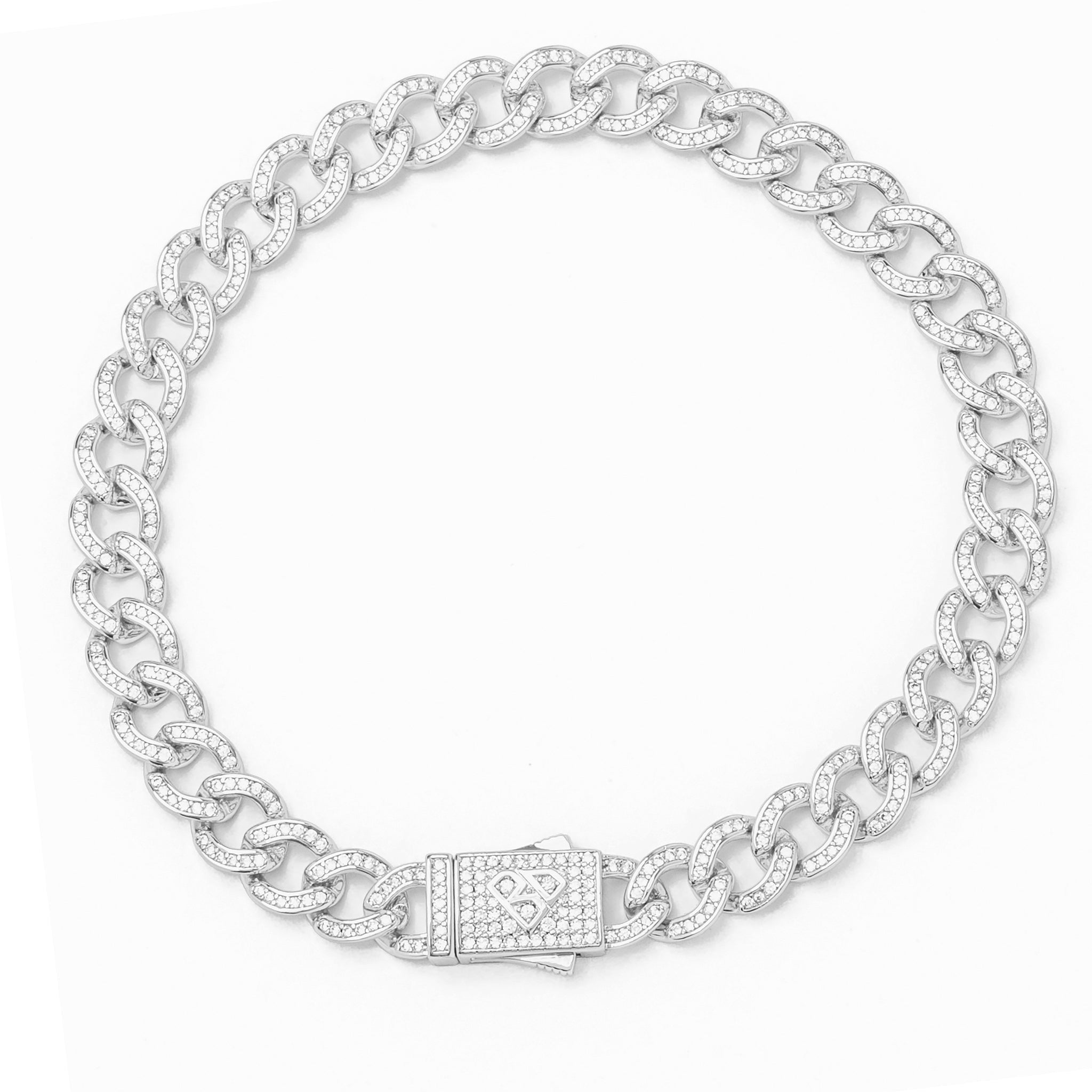 Big Daddy 8MM Iced Curb Cuban Silver Bracelet Hoofdafbeelding
