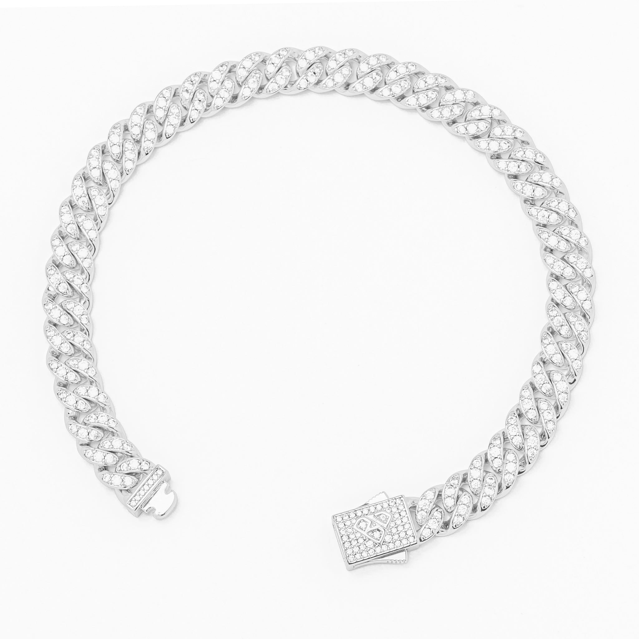 Big Daddy 8 mm Iced Out zilveren Cubaanse schakelarmband Secundaire afbeelding