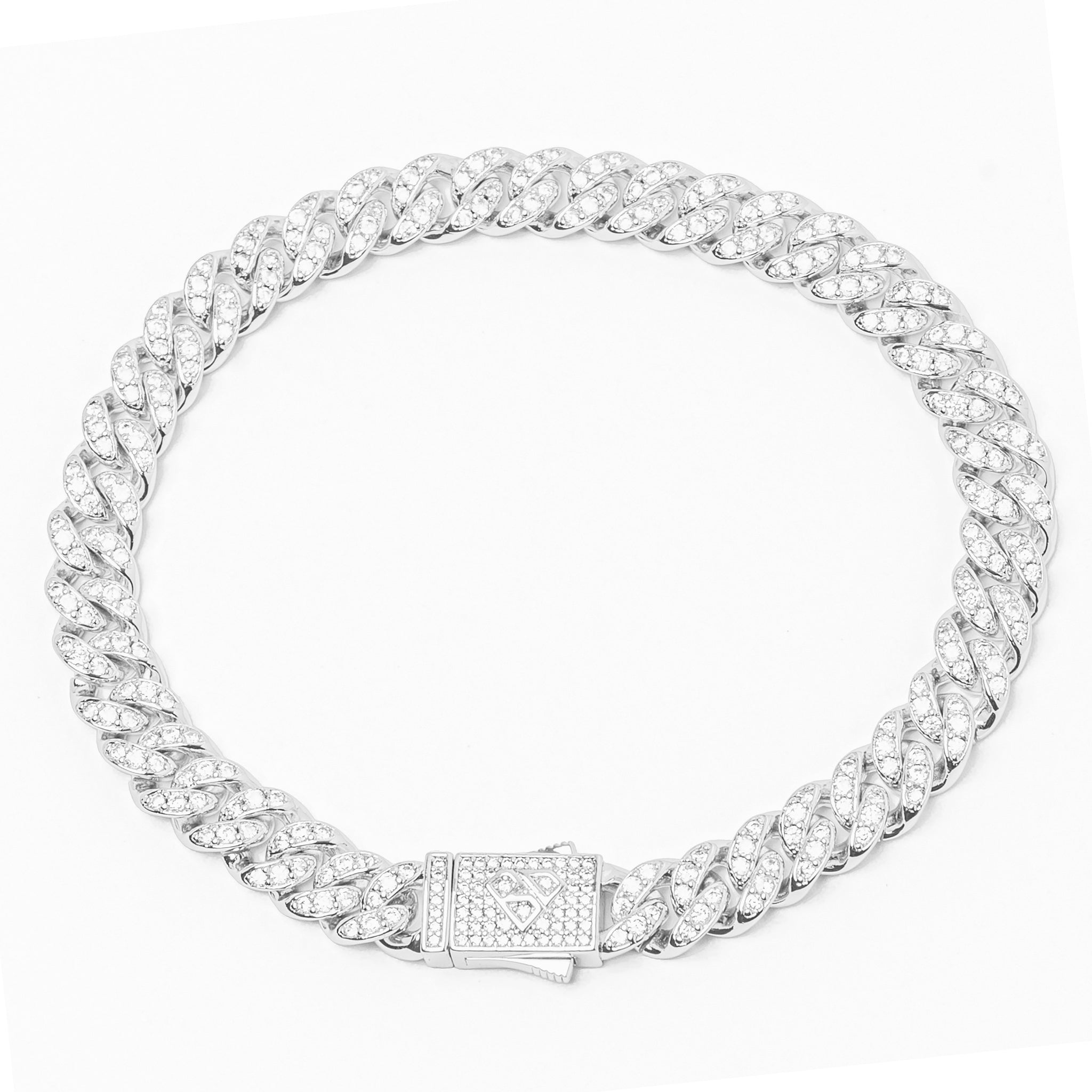 Big Daddy 8 mm Iced Out zilveren Cubaanse schakelarmband Hoofdafbeelding