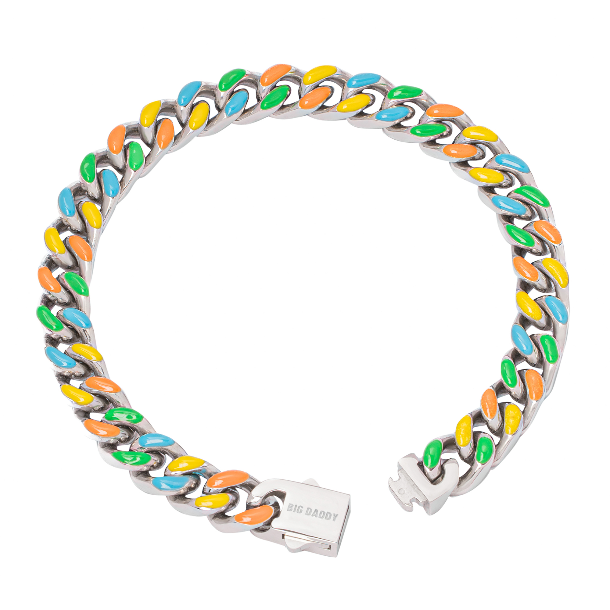 Big Daddy 8MM Multi-colour Enamel Steel Cuban Bracelet Secundaire afbeelding
