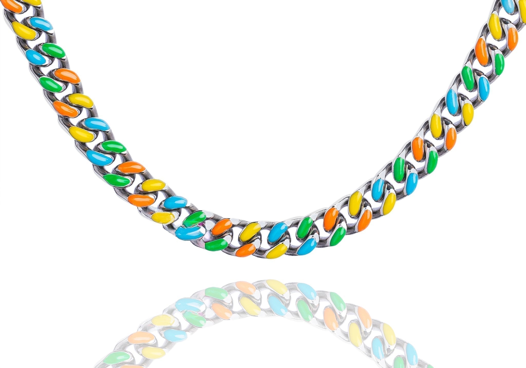Big Daddy 8MM Mutli-colour Enamel Steel Cuban Chain Hoofdafbeelding