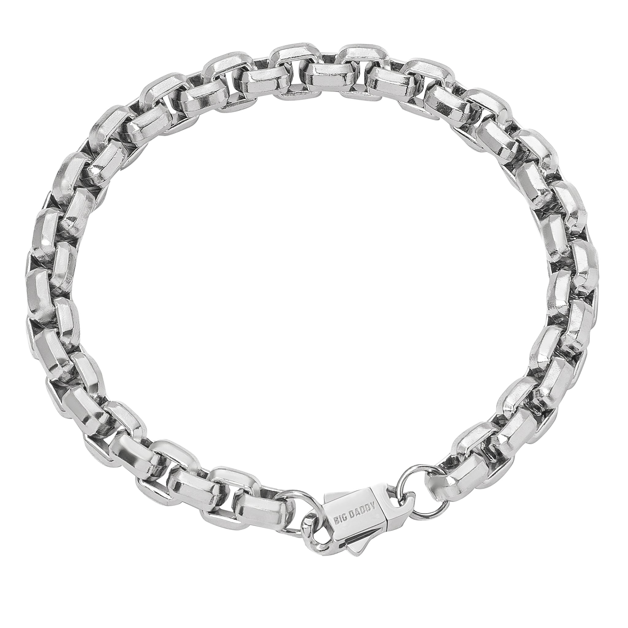 Big Daddy 8MM Silver Steel Franco Box Chain Bracelet Hoofdafbeelding