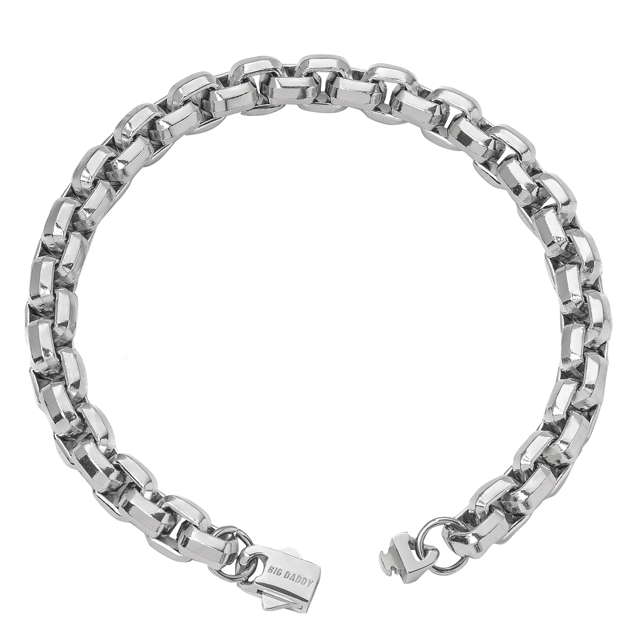 Big Daddy 8MM Silver Steel Franco Box Chain Bracelet Secundaire afbeelding