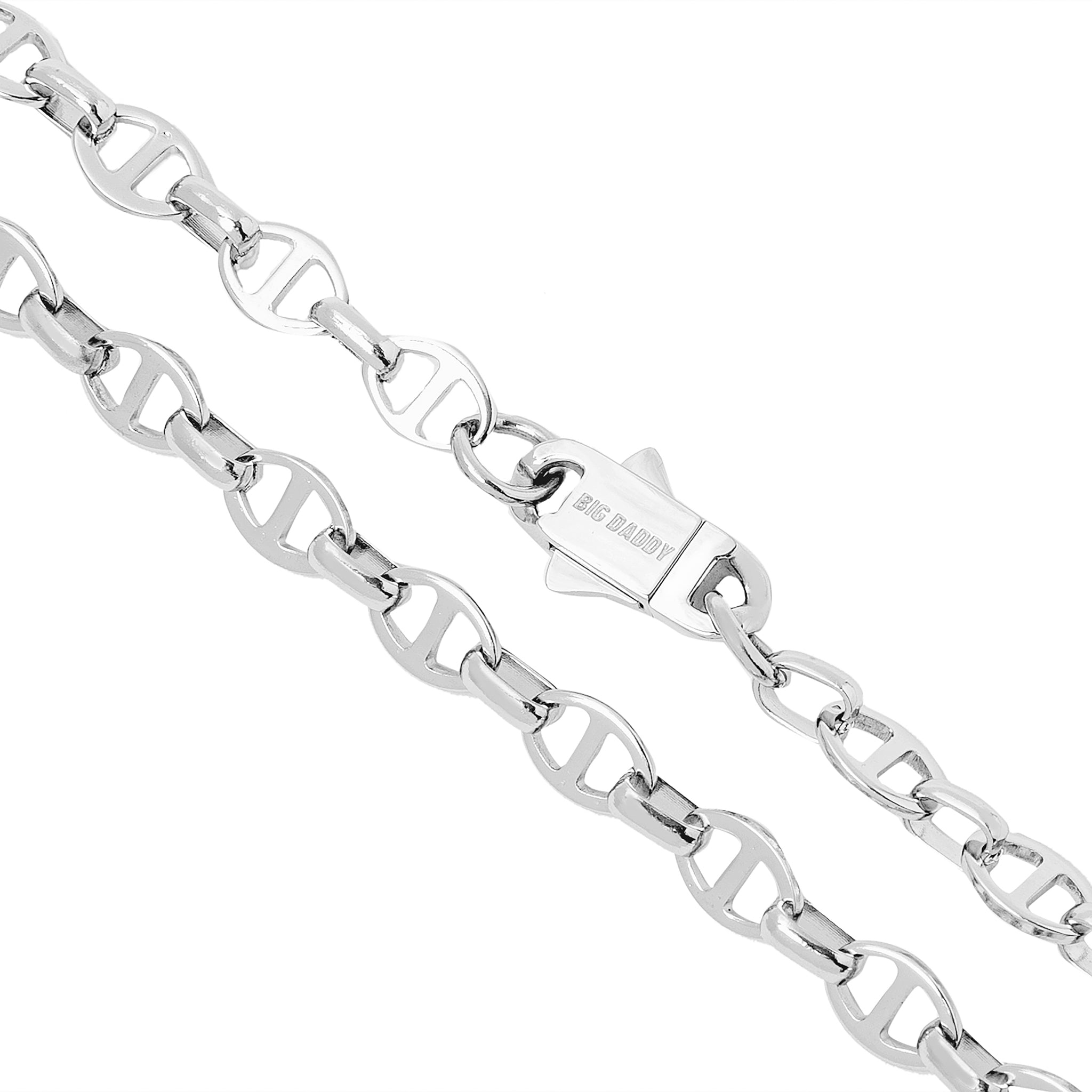 Big Daddy 8 mm zilverkleurige stalen Mariner Link-ketting Secundaire afbeelding