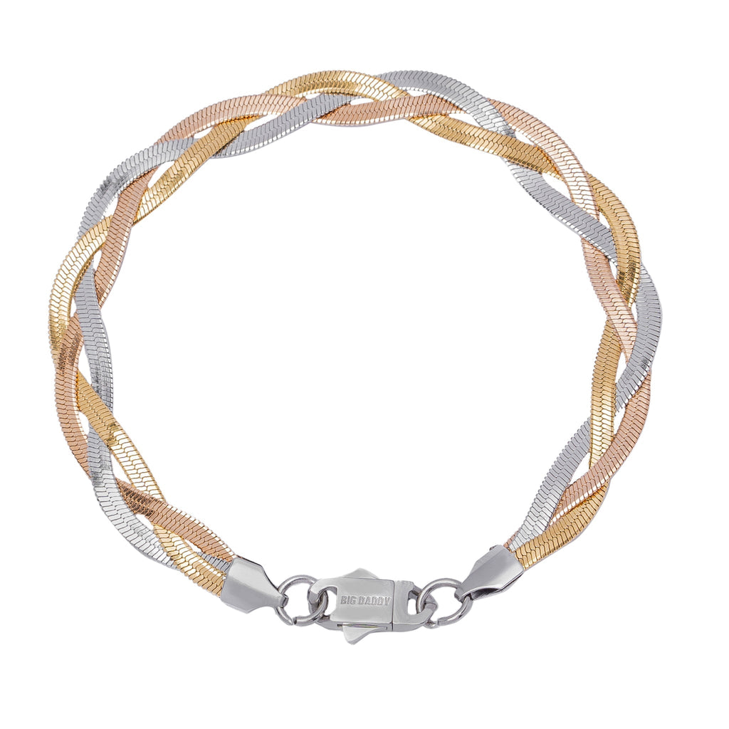 Big Daddy 8MM Tri-Tone Flat Herringbone Bracelet