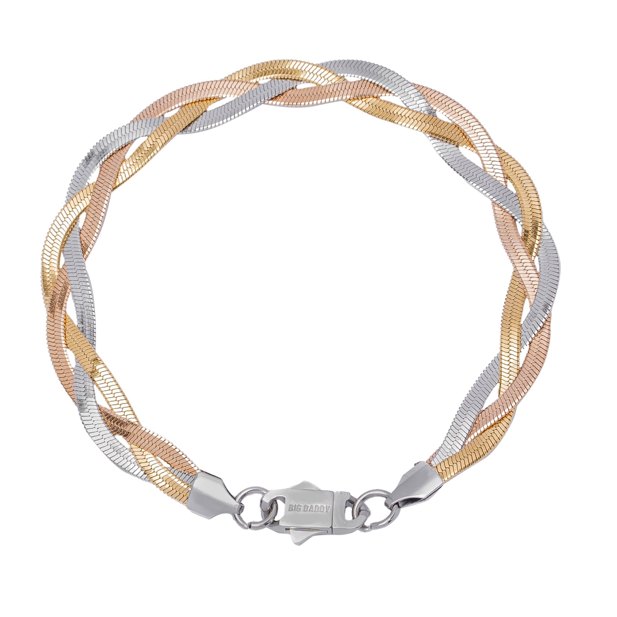 Big Daddy 8MM Tri-Tone Flat Herringbone Bracelet