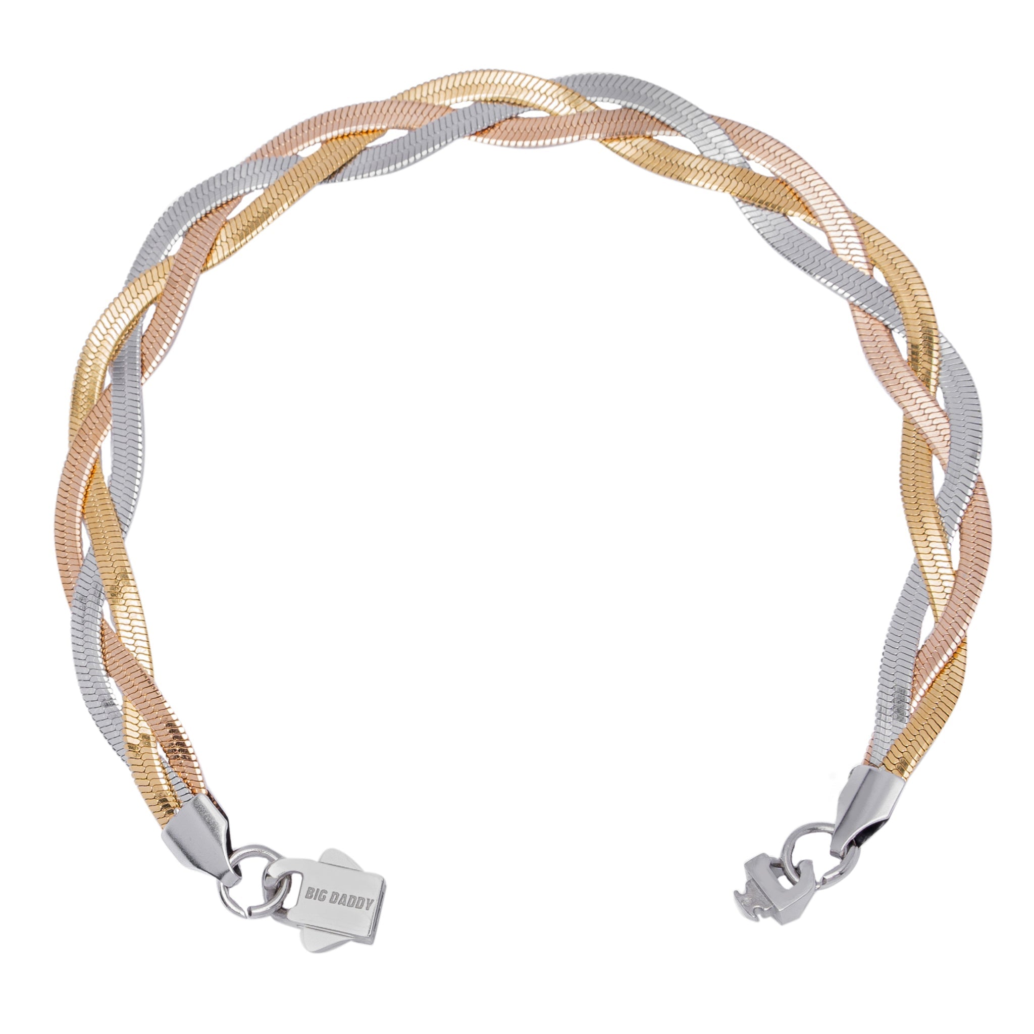 Big Daddy 8 mm tweekleurige platte armband met visgraatmotief Secundaire afbeelding
