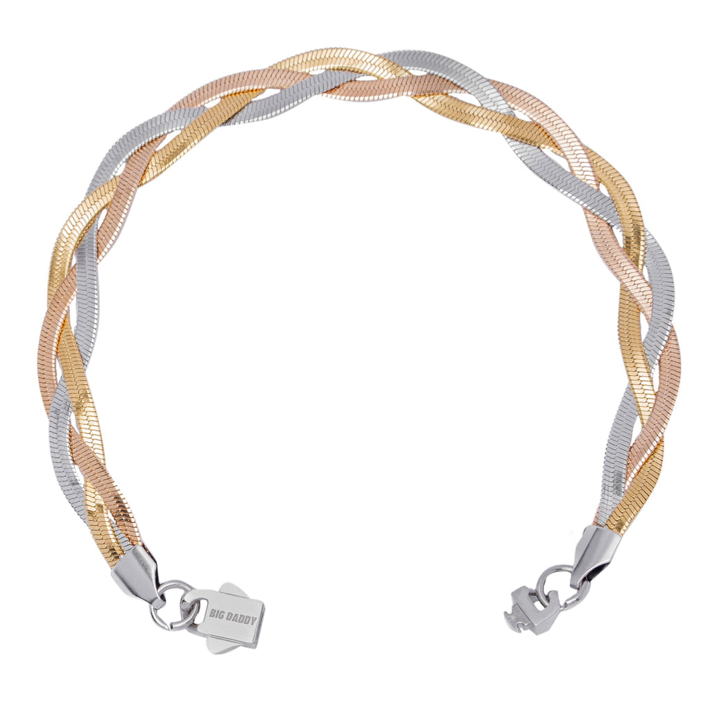 Big Daddy 8MM Tri-Tone Flat Herringbone Bracelet