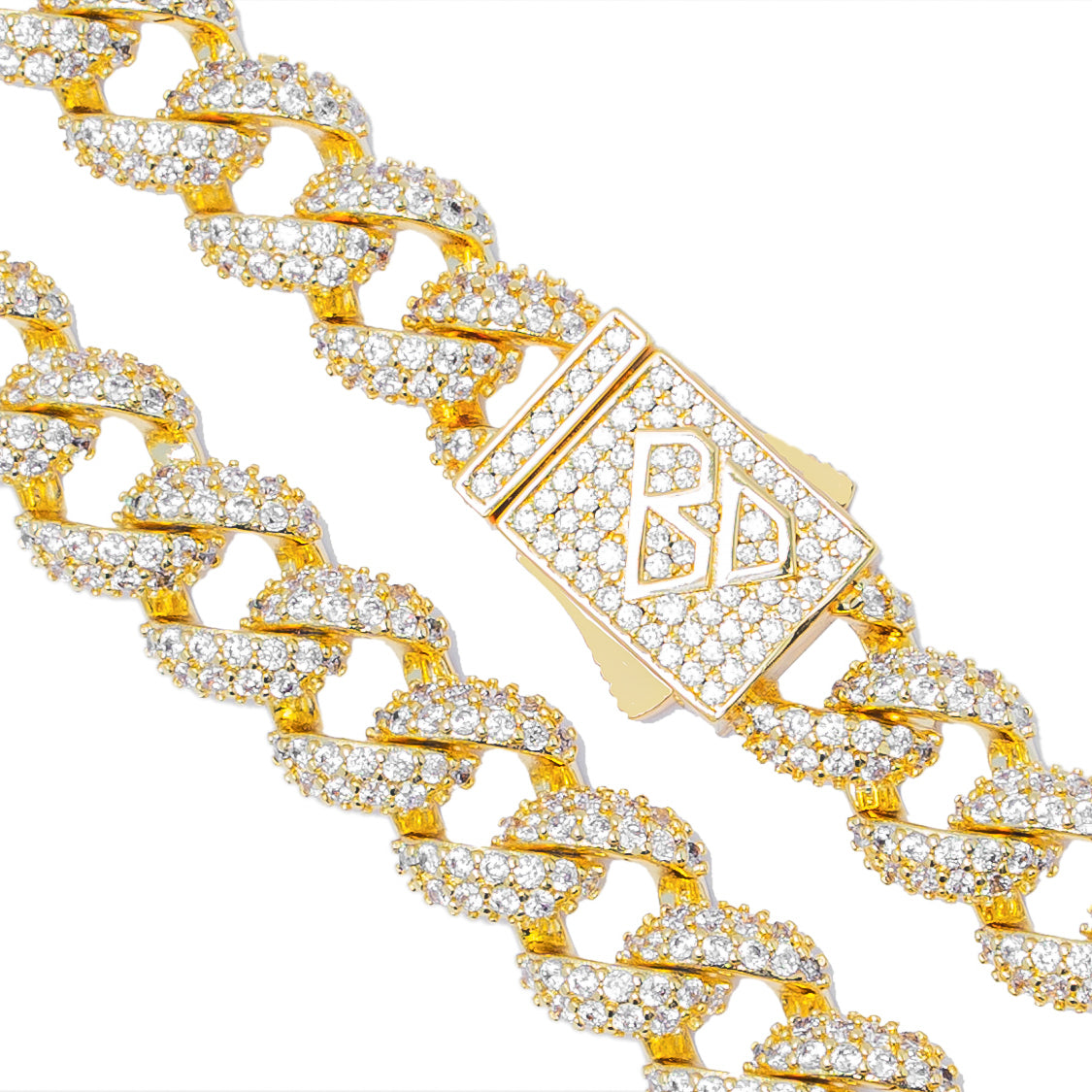 Big Daddy 9MM Diamond Curb Cuban Gold Iced Out Chain Secundaire afbeelding
