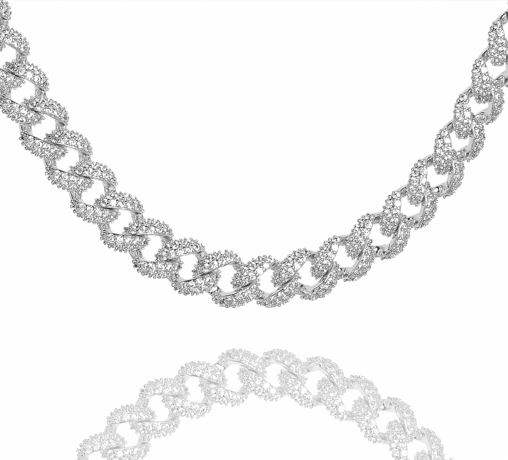 Big Daddy 9MM Diamond Curb Cuban Silver Iced Out Chain Hoofdafbeelding