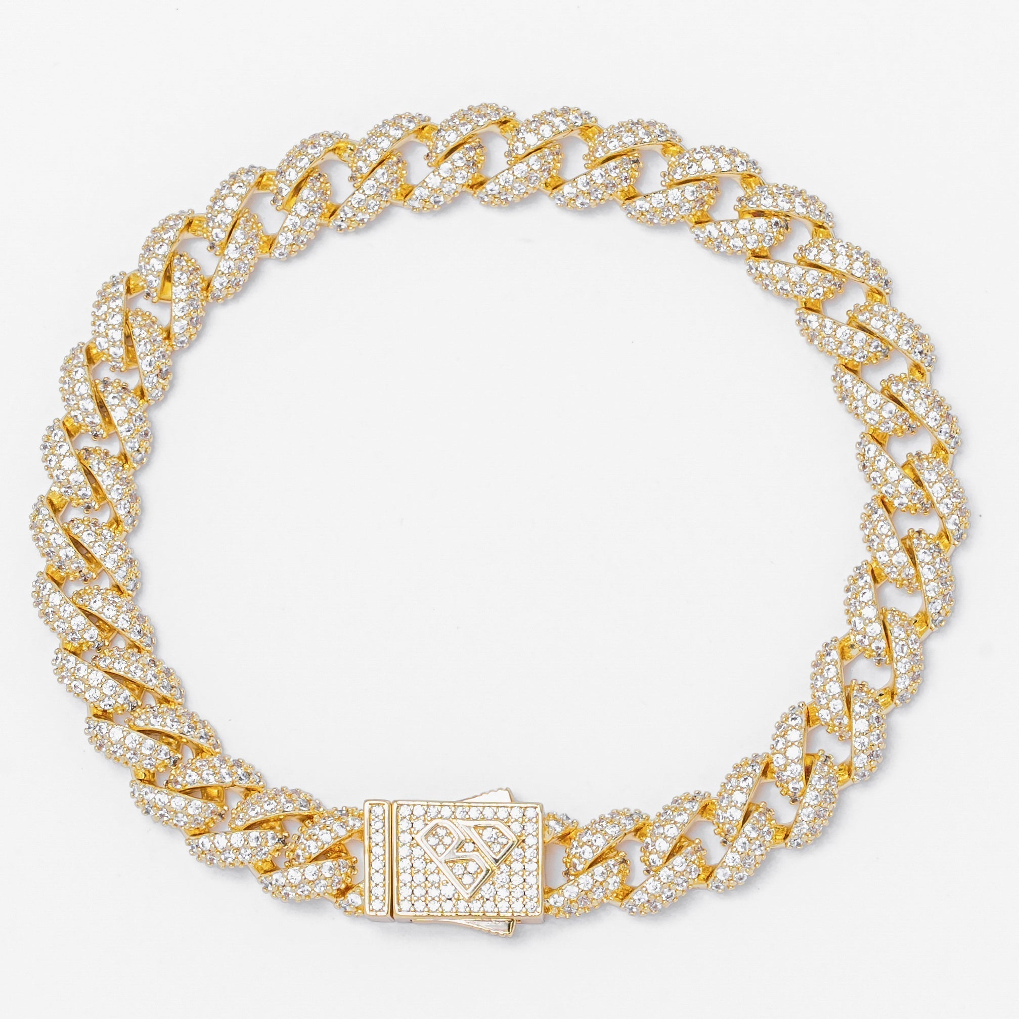 Big Daddy 9MM Diamond Curb Gold Iced Out Bracelet Hoofdafbeelding