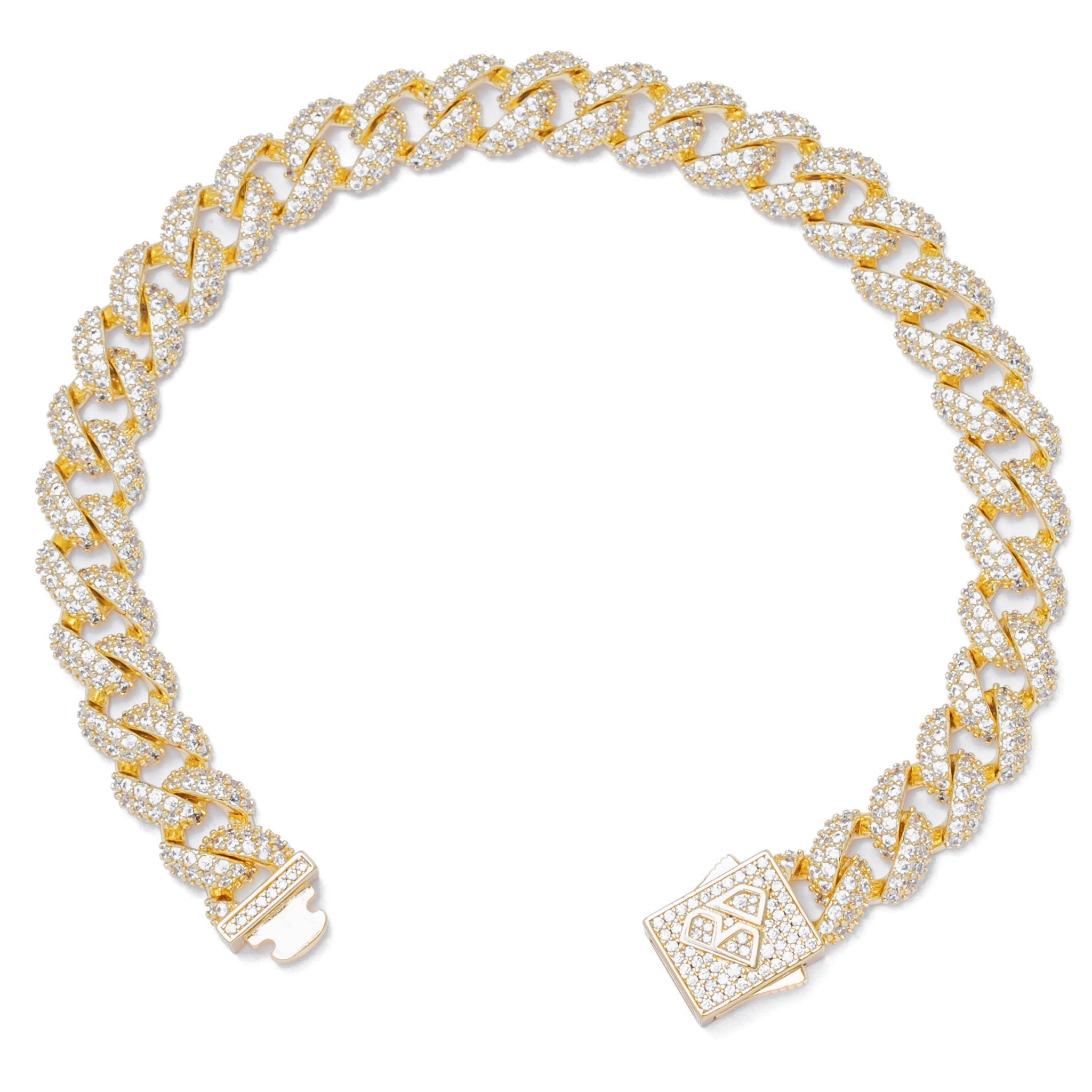 Big Daddy 9MM Diamond Curb Gold Iced Out Bracelet Secundaire afbeelding