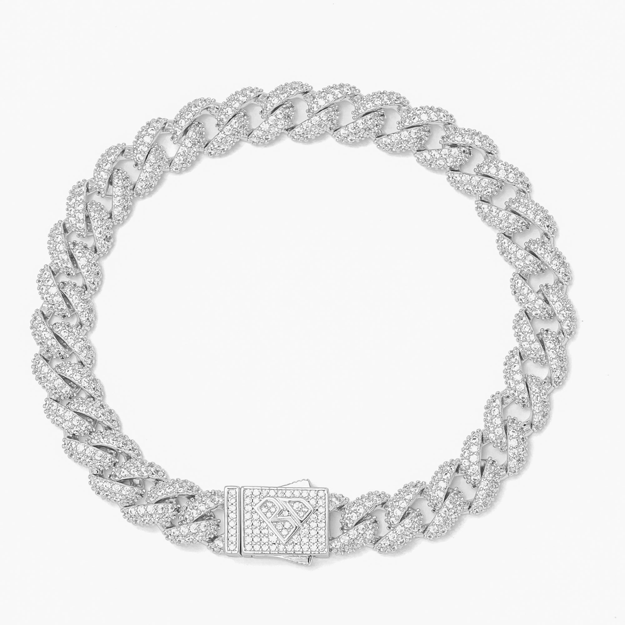 Big Daddy 9MM diamanten schakelarmband van zilver Hoofdafbeelding