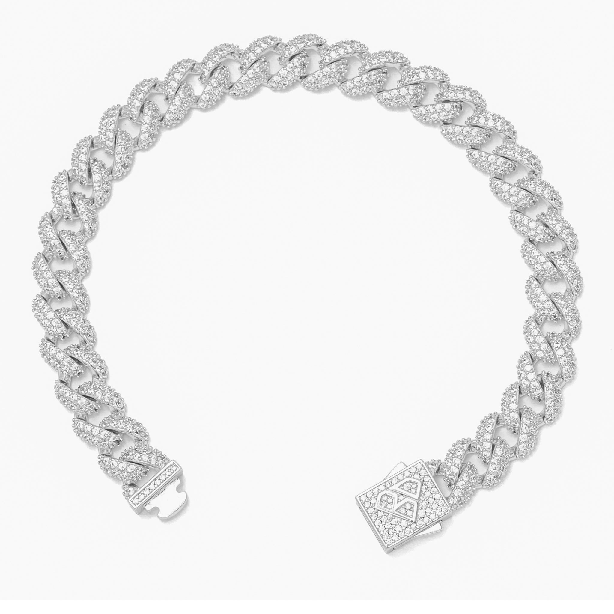 Big Daddy 9MM Diamond Curb Silver Iced Out Bracelet Secundaire afbeelding