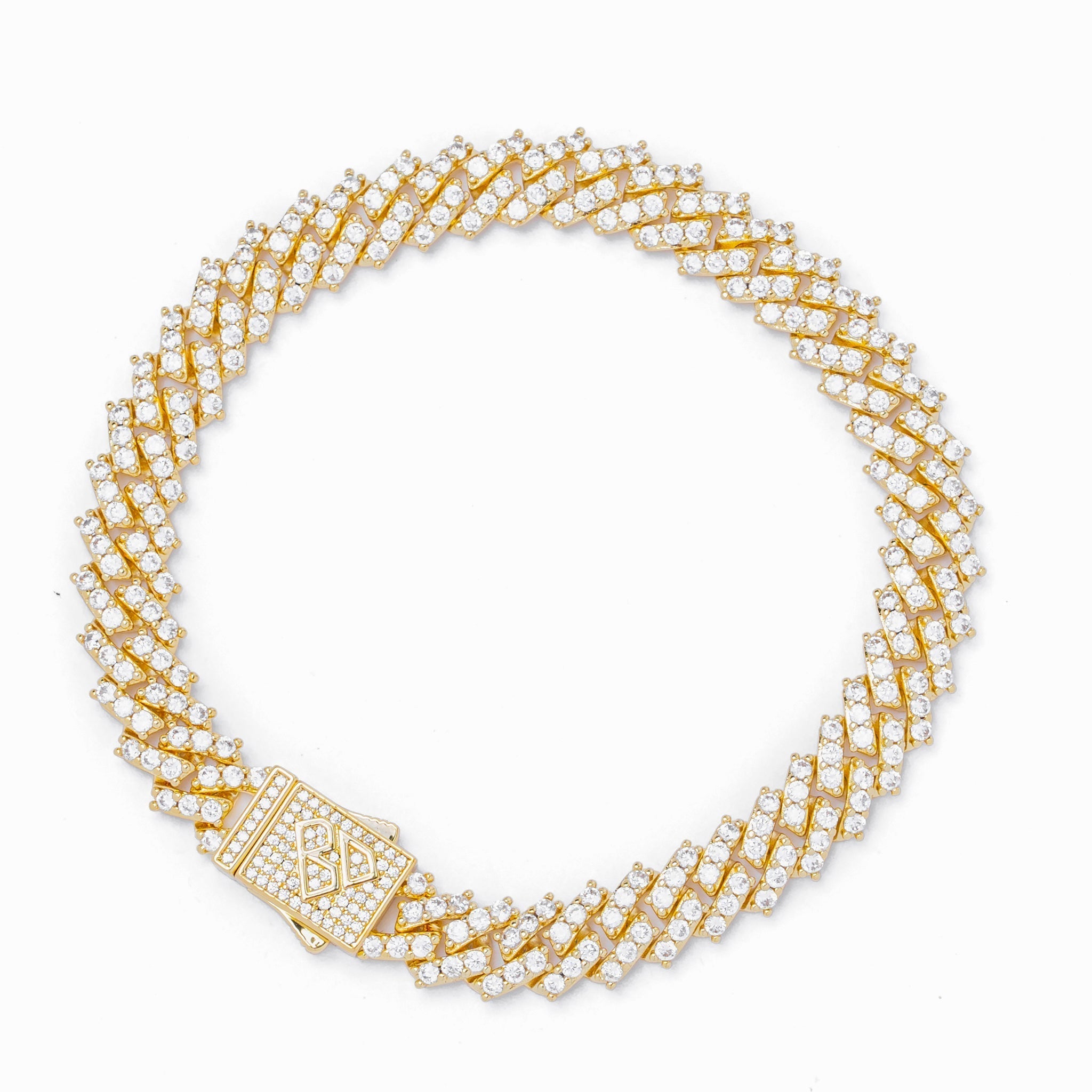 Big Daddy 9MM diamanten armband met Cubaanse schakels en gouden zetting Hoofdafbeelding