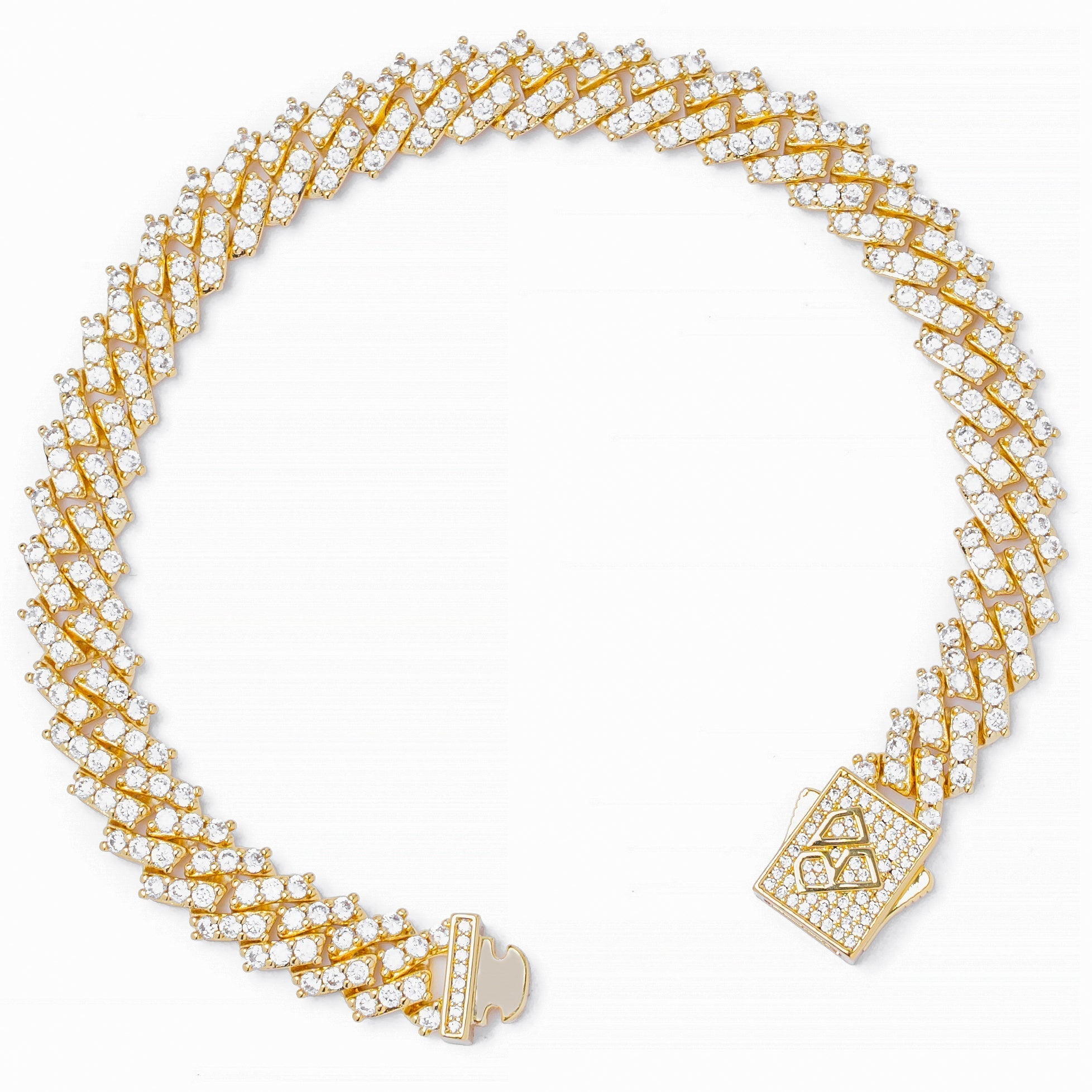 Big Daddy 9MM diamanten armband met Cubaanse schakels en gouden zetting Secundaire afbeelding