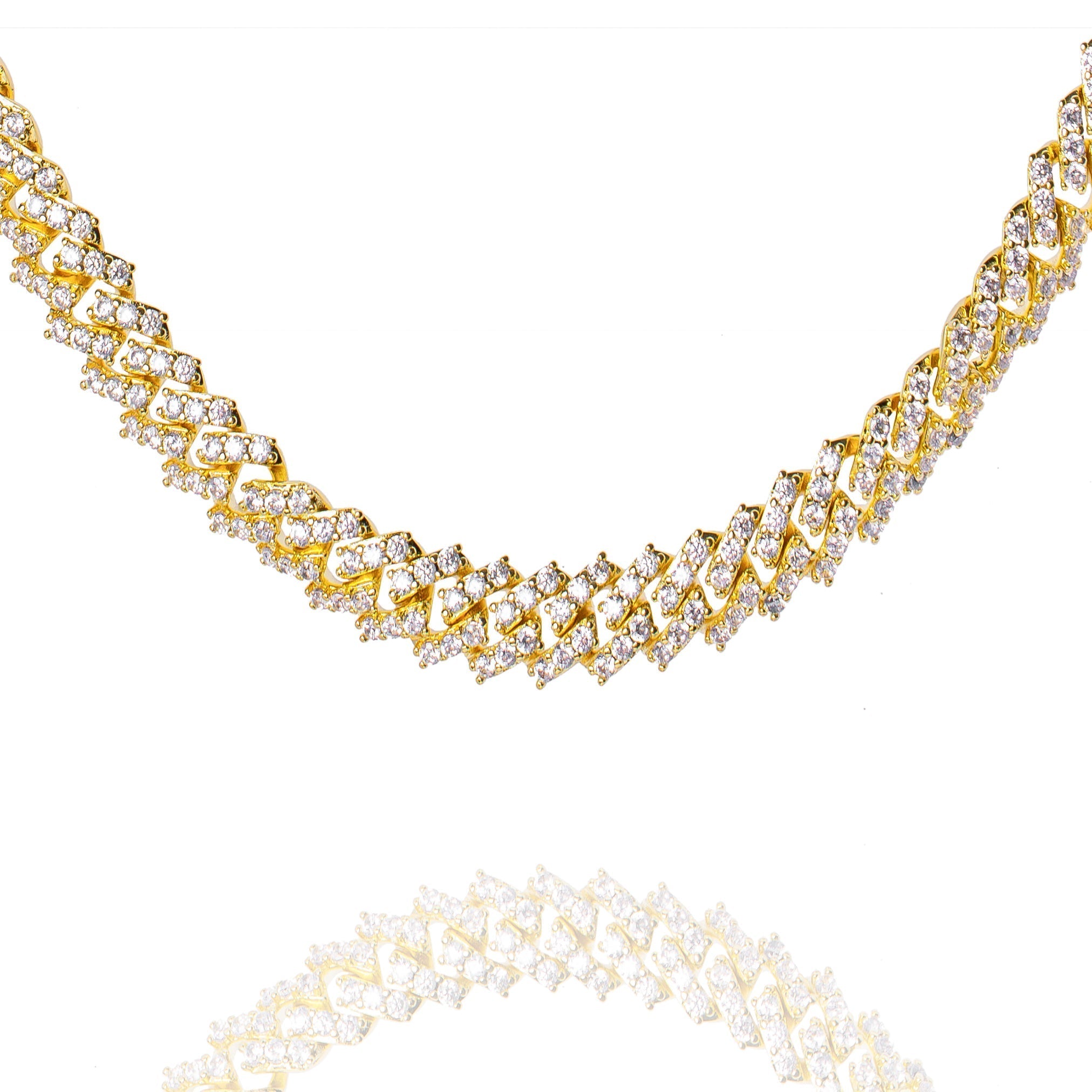 Big Daddy 9 mm gouden Cubaanse schakelketting met diamanten zetting Hoofdafbeelding