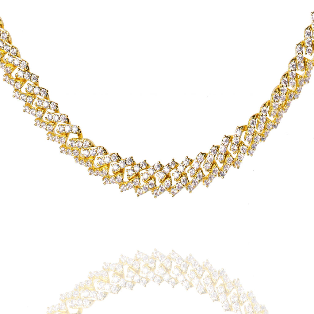 Big Daddy 9MM Diamond Prong Gold Cuban Link Iced Out Chain