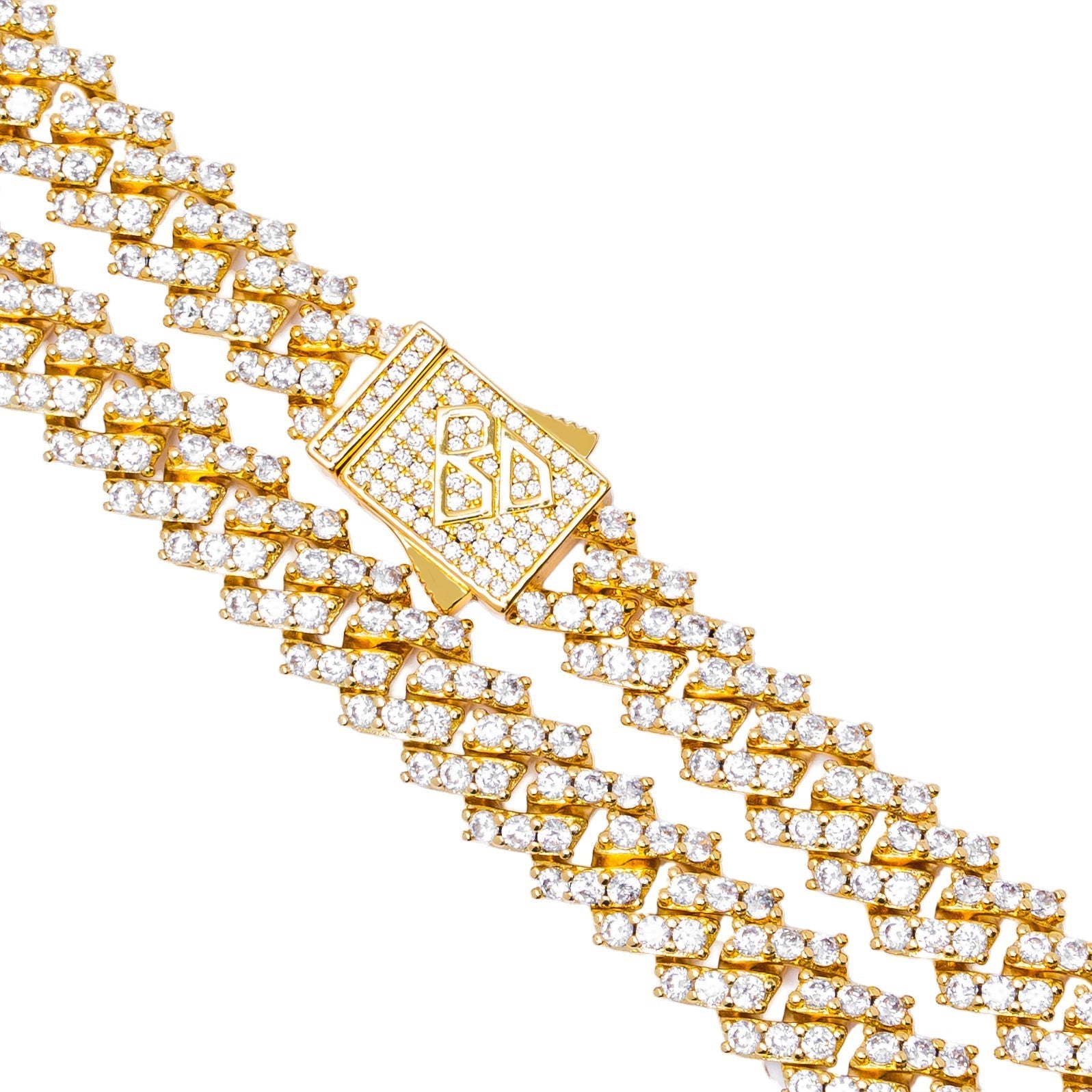 Big Daddy 9 mm gouden Cubaanse schakelketting met diamanten zetting Secundaire afbeelding