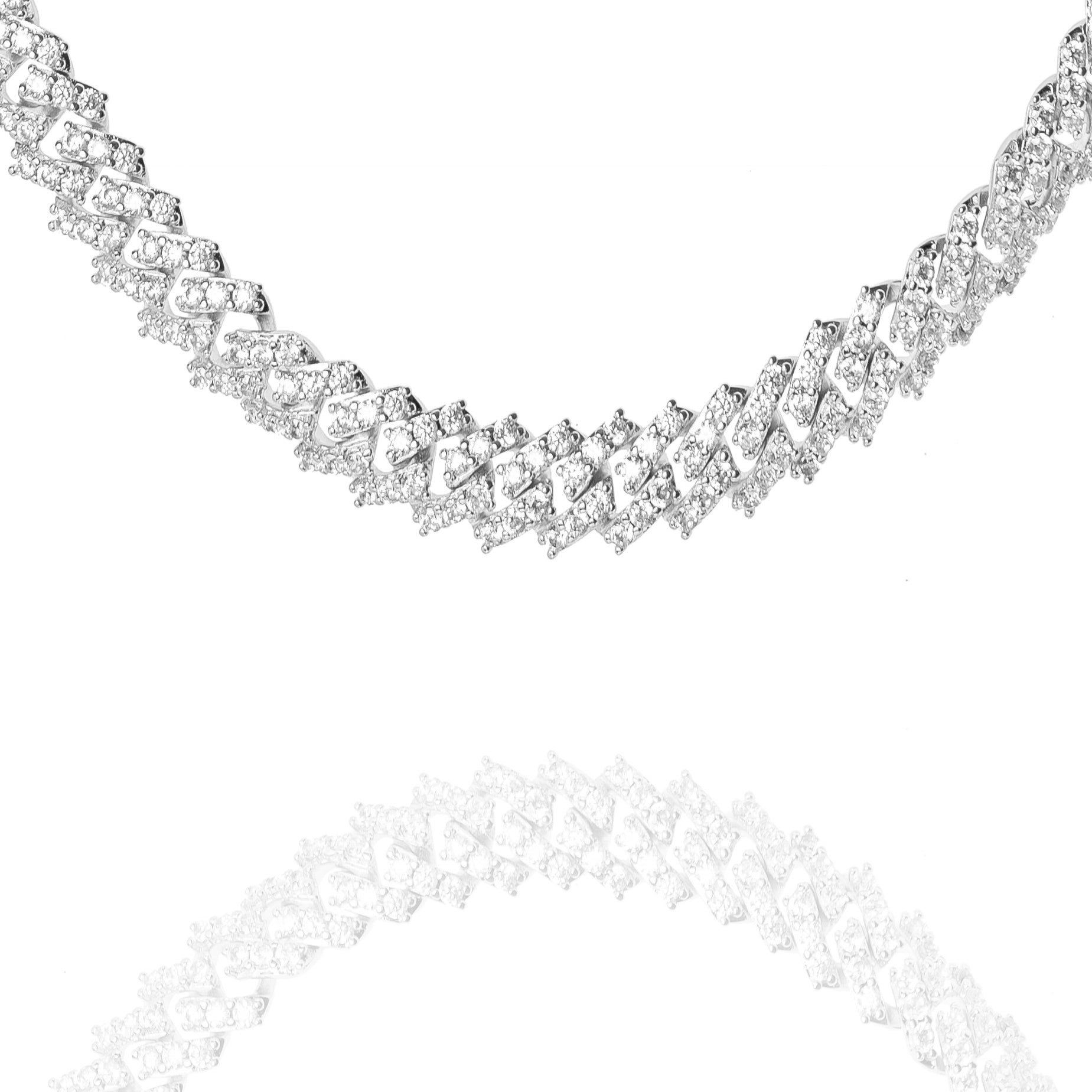Big Daddy 9MM Diamond Prong Silver Cuban Link Iced Out Chain Hoofdafbeelding