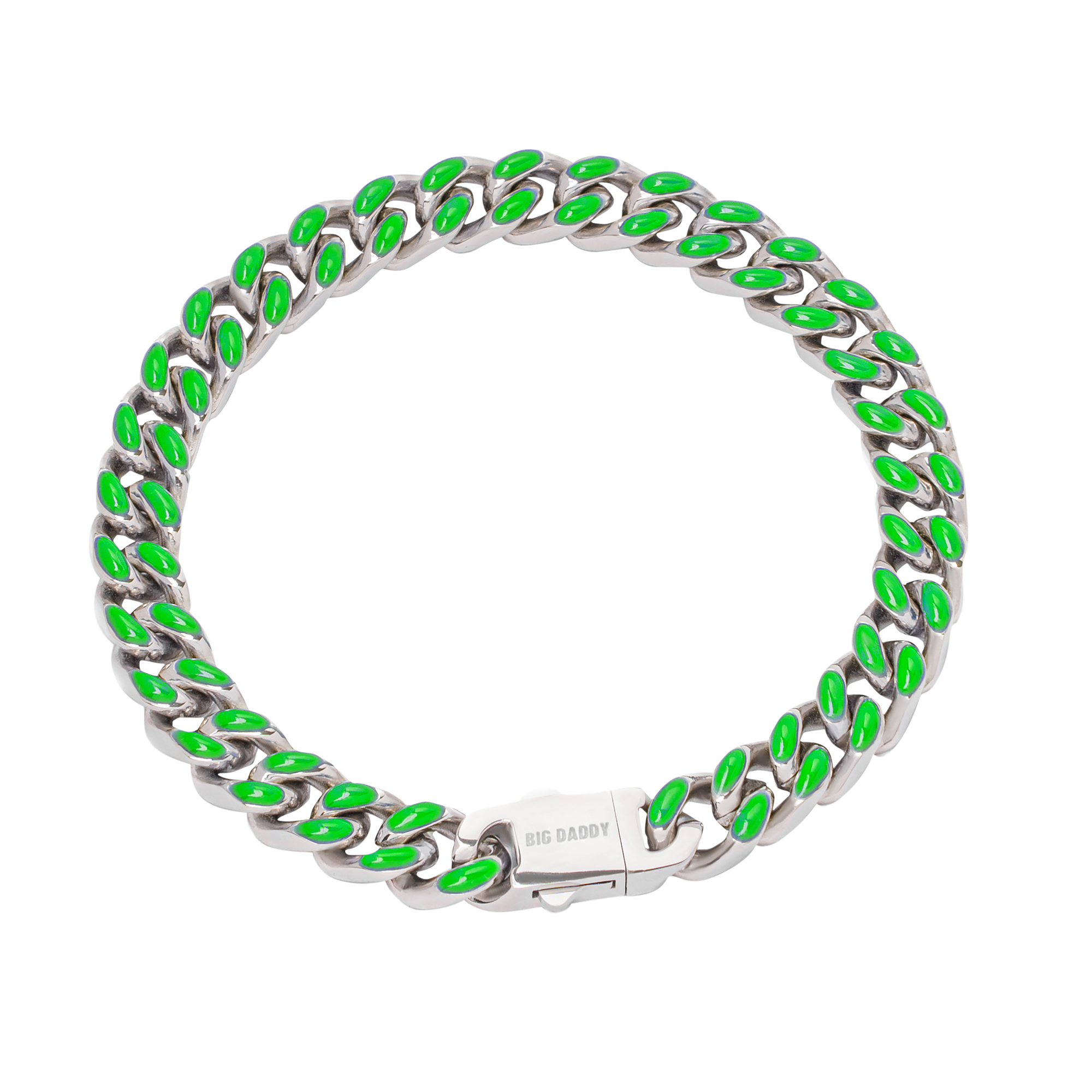 Big Daddy 9MM Enamel Green Steel Cuban Bracelet Main image