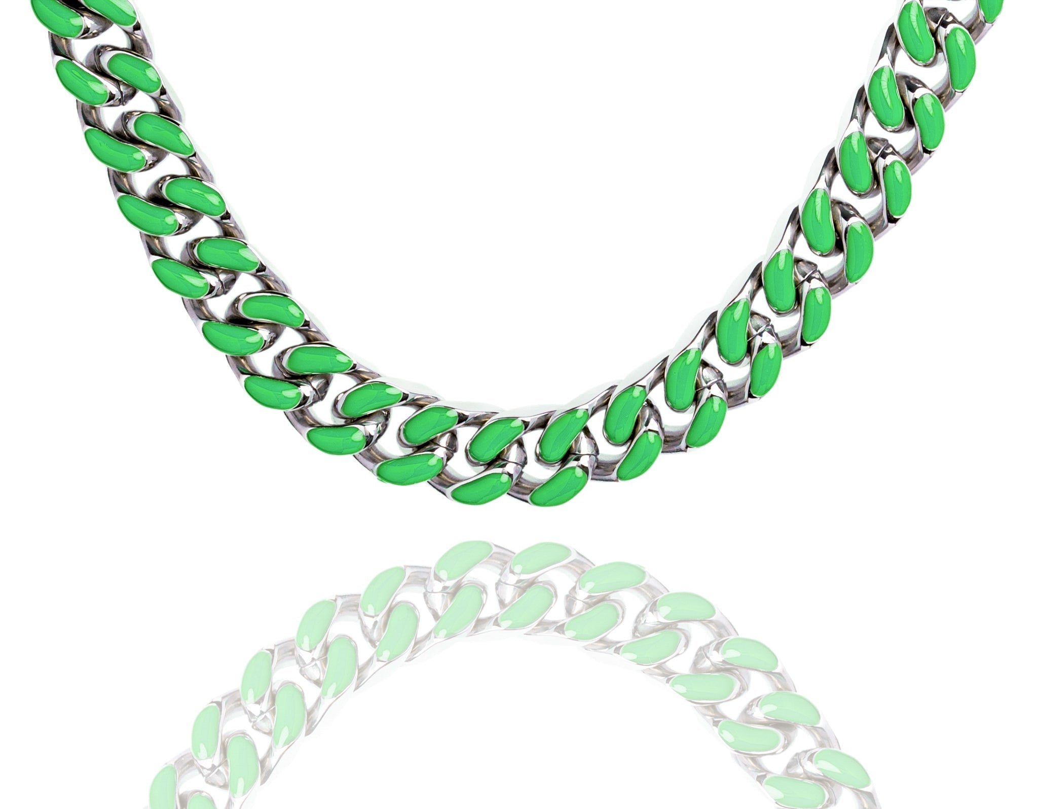 Big Daddy 9MM Enamel Green Steel Cuban Chain Main image