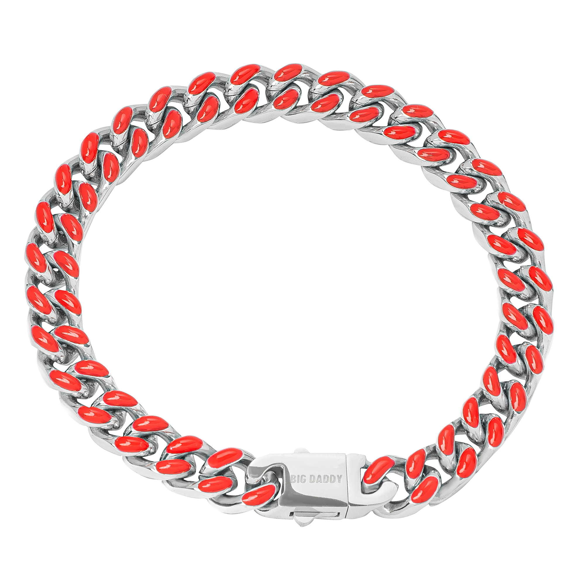 Big Daddy 9MM Enamel Red Steel Cuban Bracelet Hoofdafbeelding