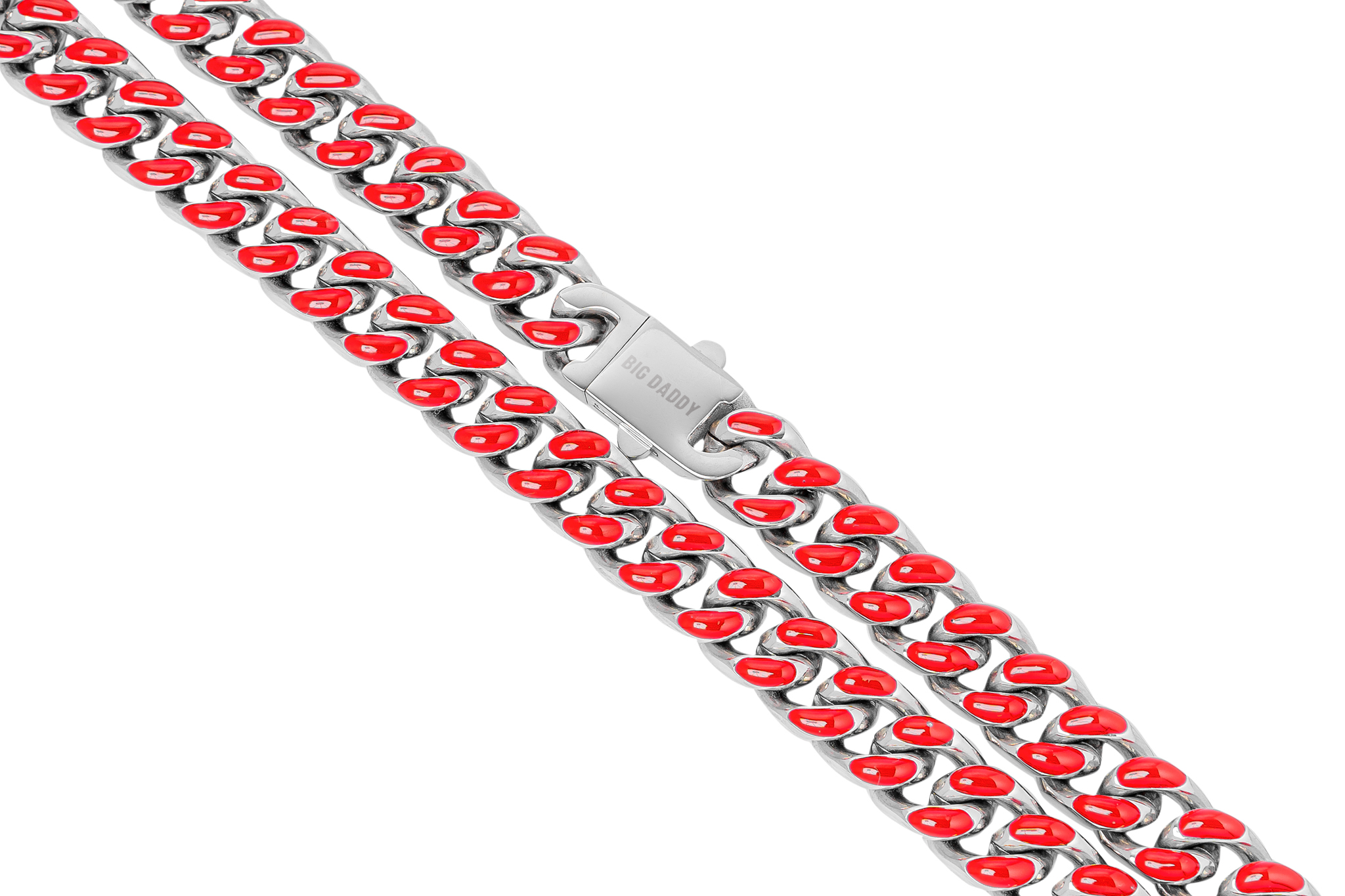Big Daddy 9MM Enamel Red Steel Cuban Chain Secundaire afbeelding