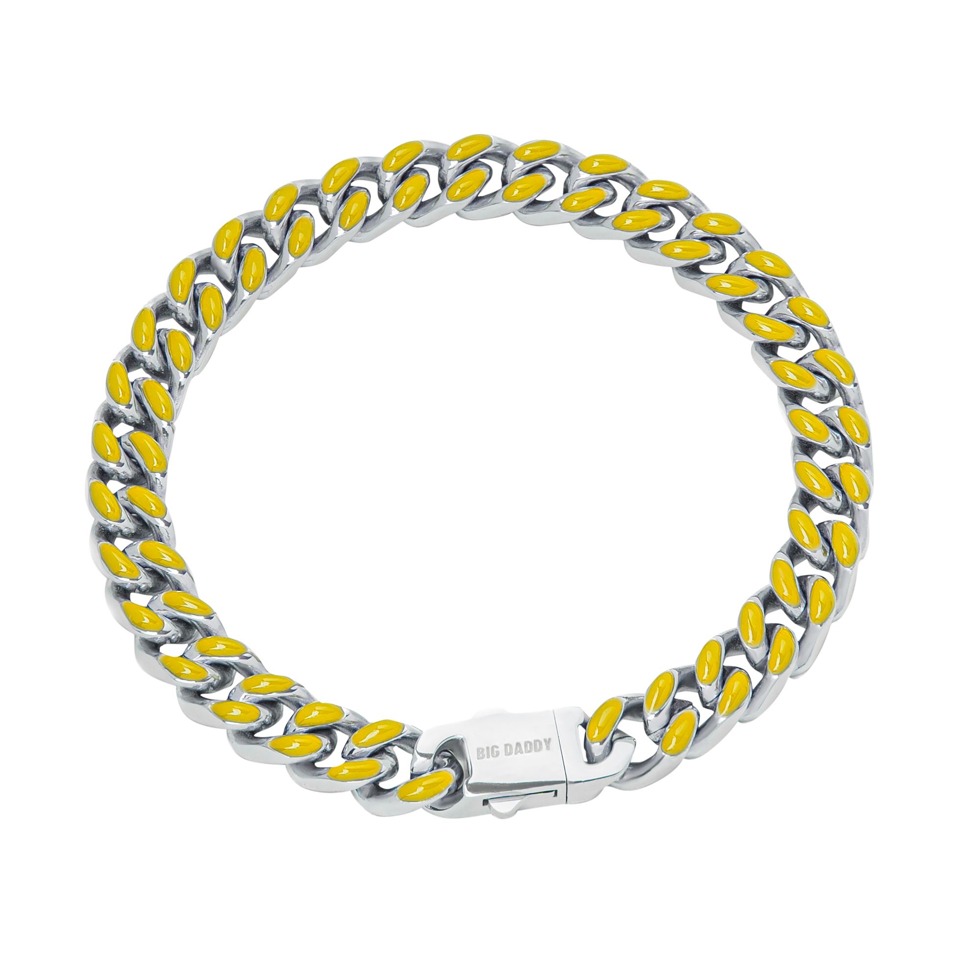 Big Daddy 9MM Enamel Yellow Steel Cuban Bracelet Hoofdafbeelding