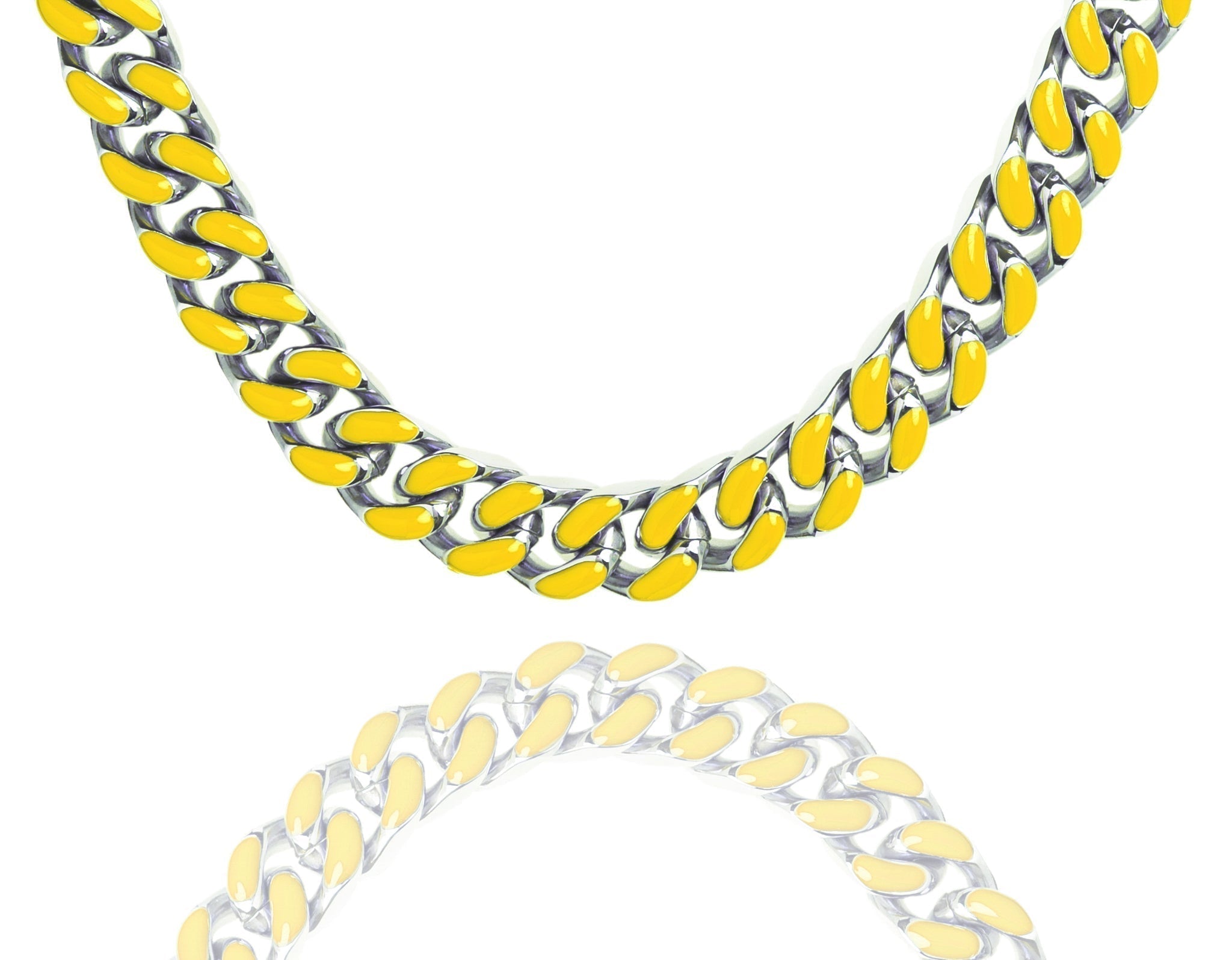 Big Daddy 9MM Enamel Yellow Steel Cuban Chain Hoofdafbeelding