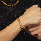 Big Daddy 9mm Steel Figaro Gold Bracelet